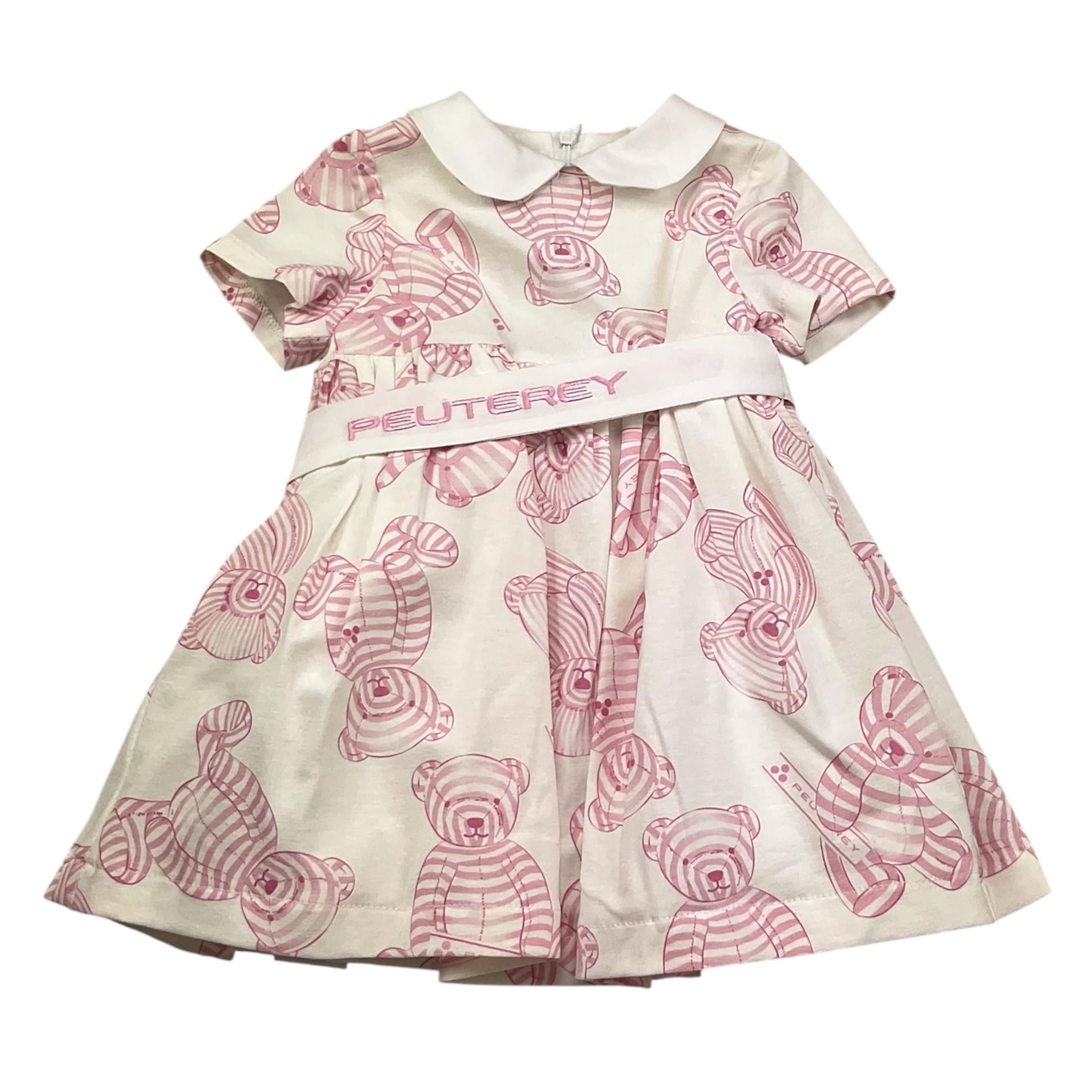 Peuterey Abito Mezza Manica Tinta Unita con Stampa Orsi per Neonata PTG1346 BIANCO PEUTEREY 