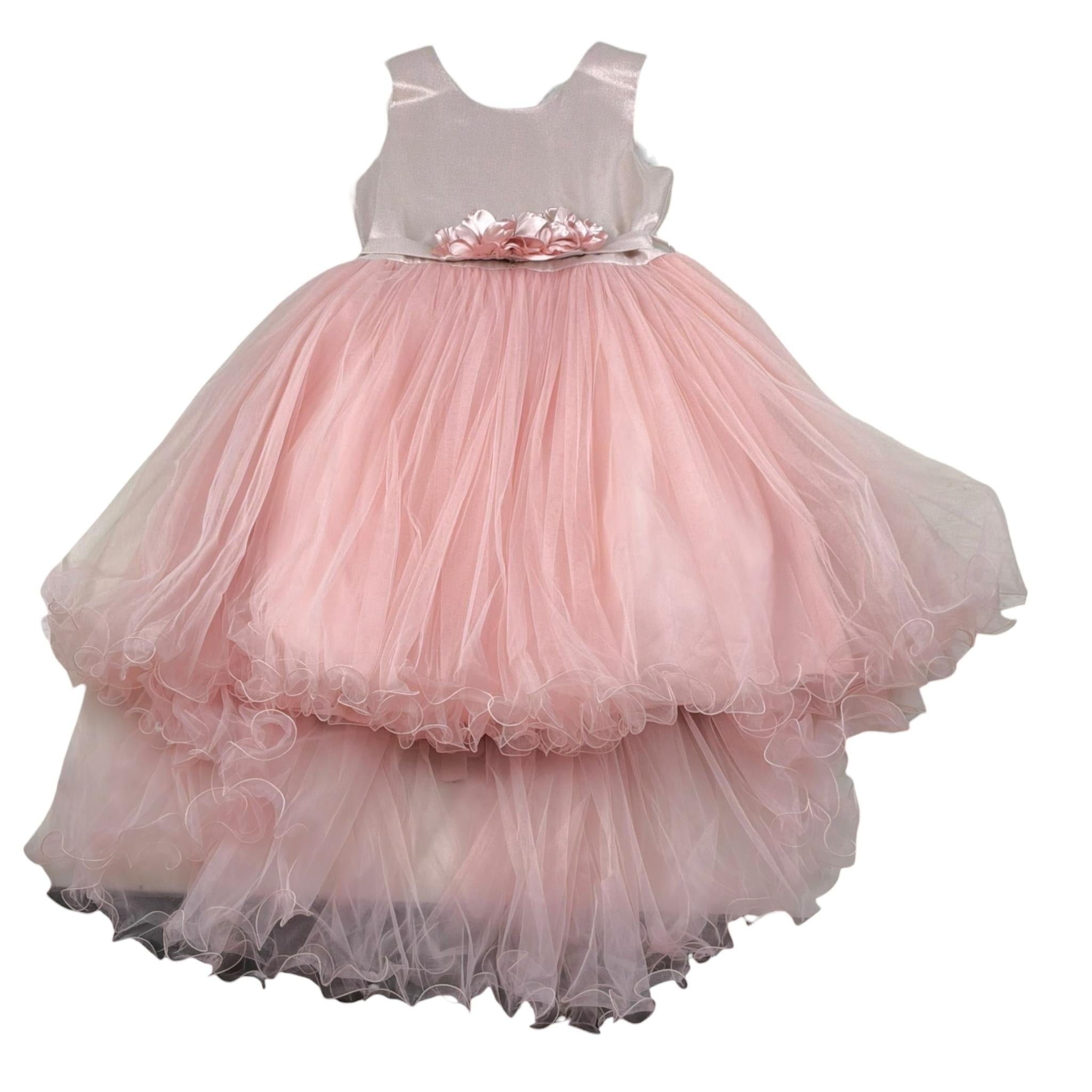 Bella Brilli Abito Cerimonia Tinta Unira Giromanica per Bambina BB902537 ROSA BELLA BRILLI 