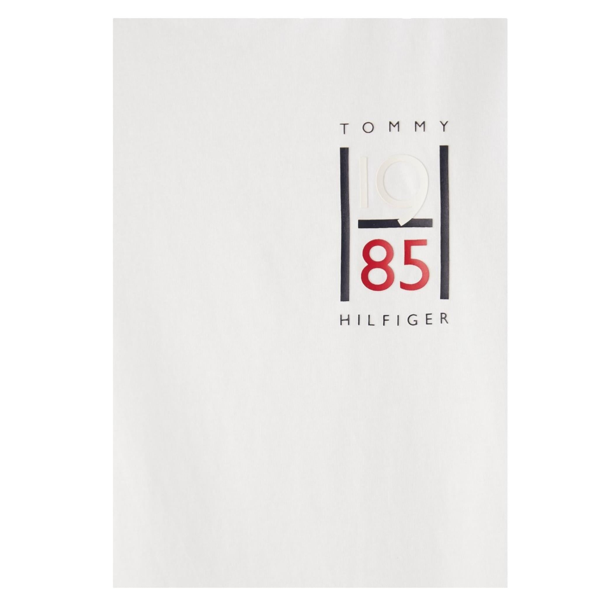 Tommy Hilfiger T-Shirt Girocollo Tinta Unita con Stampa per Bambino KB0KB09536 BIANCO TOMMY HILFIGER 