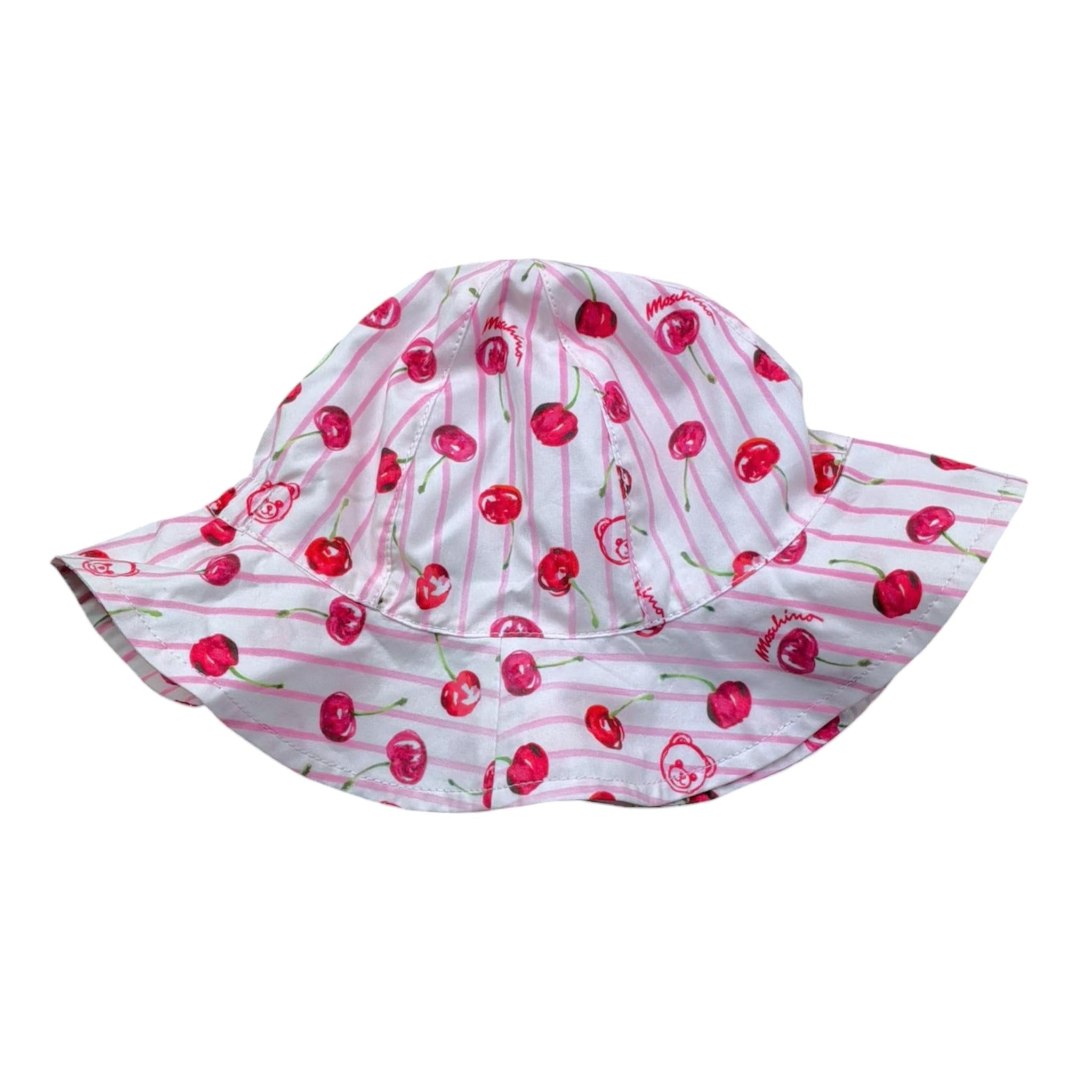 Moschino Cappello Tinta Unita con Fantasia A Righe per Neonata MDX028 BIANCO MOSCHINO 
