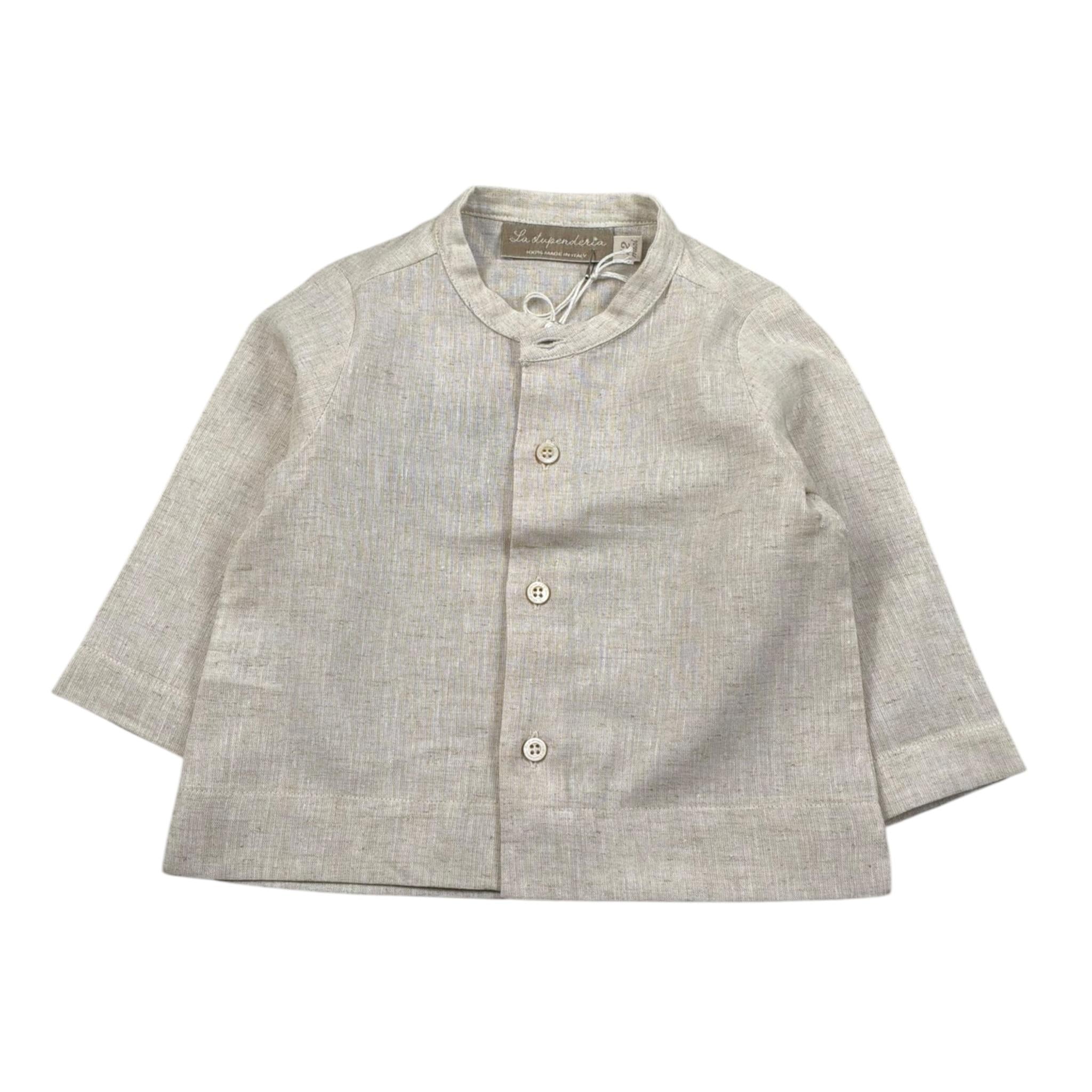 La Stupenderia Camicia Tinta Unita con Collo Coreano per Neonato TCCM73 BEIGE LA STUPENDERIA 
