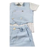 Barcellino Completo 4 Pezzi Camicia-Bermuda-Gilet-Papillon per Neonato 120814X AZZURRO BARCELLINO 