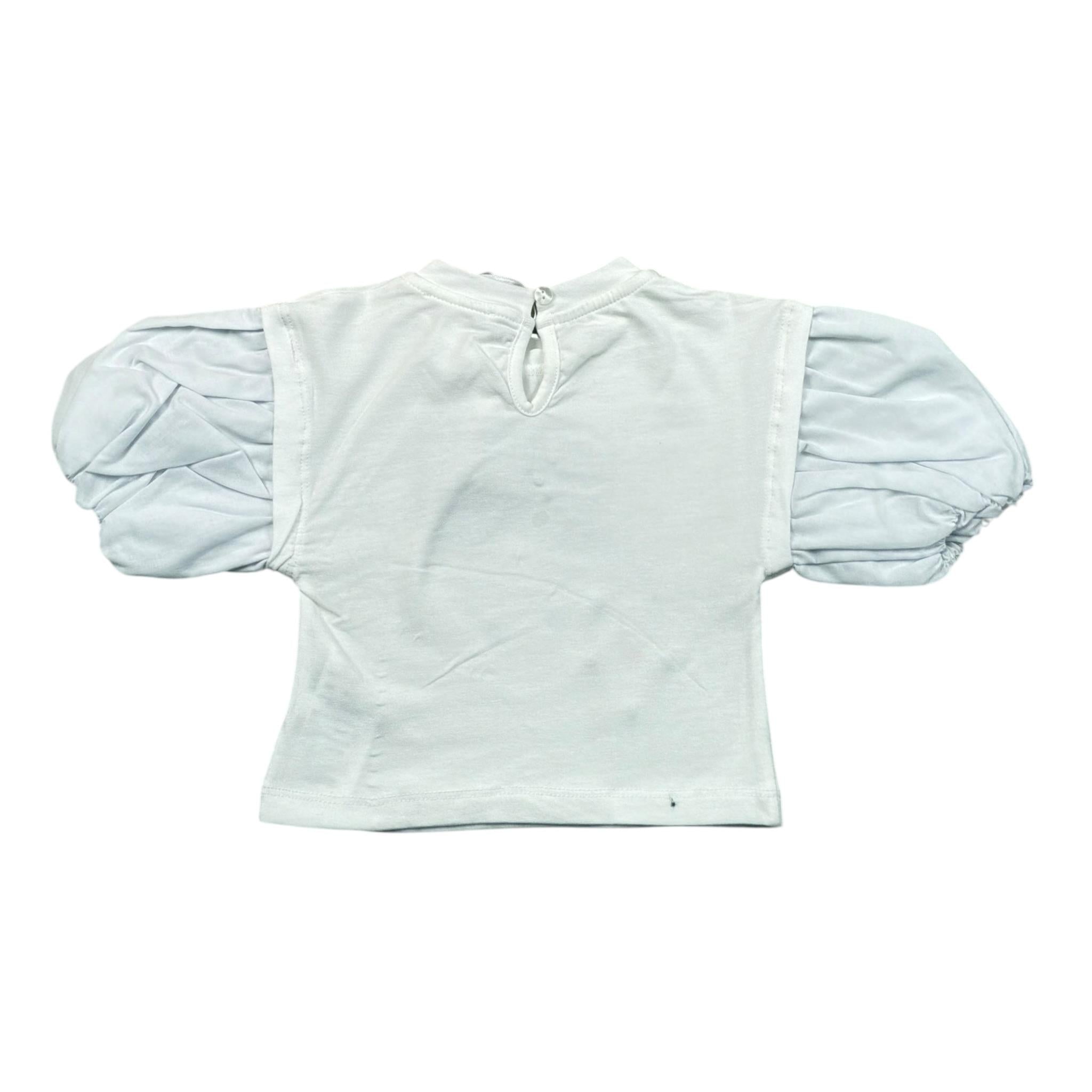 Miss Grant T-Shirt Girocollo tinta unita con Stampa Bianco per Neonata MG1235N BIANCO MISS GRANT 