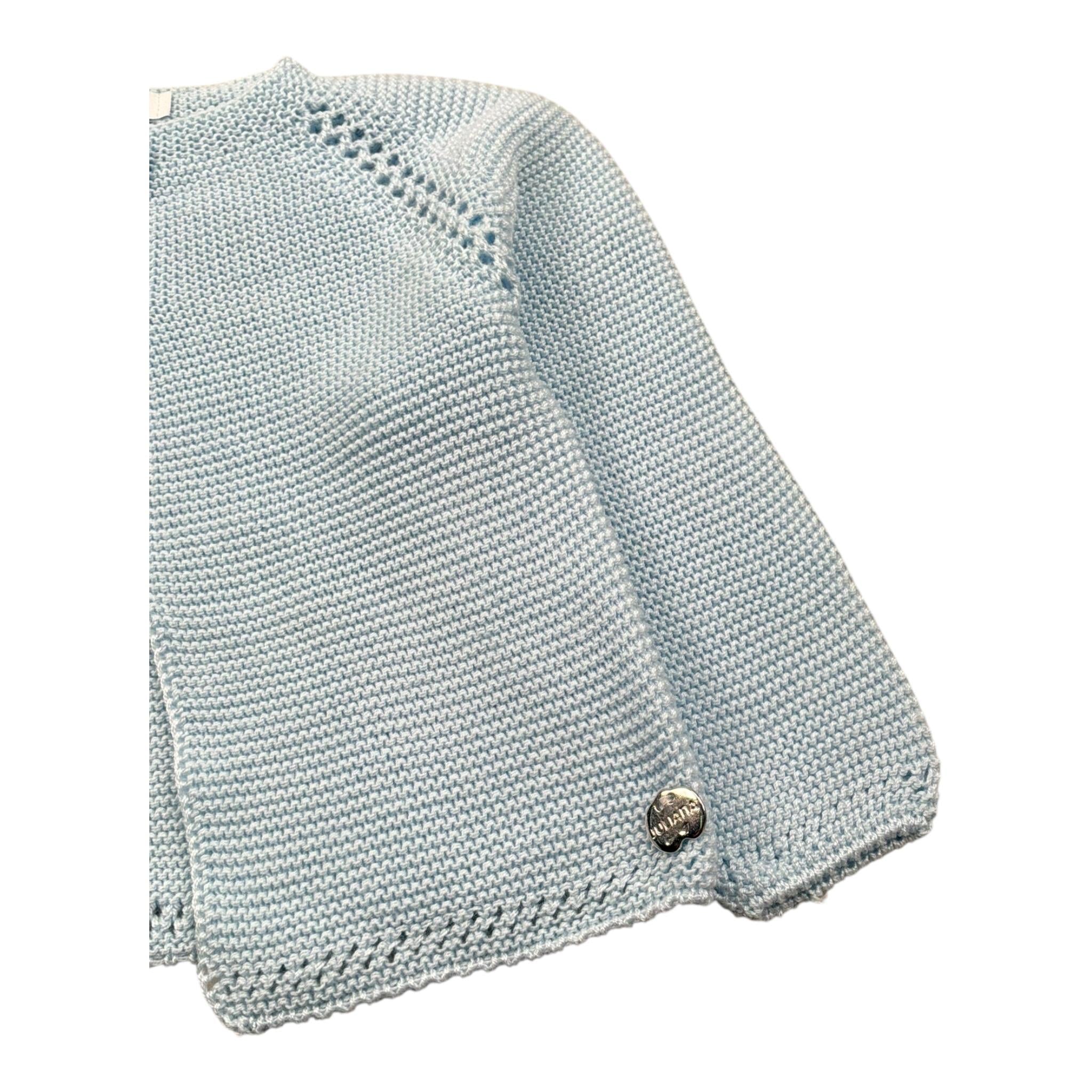 Juliana Cardigan Tinta Unita con Trafori per Bambina 25211J AZZURRO JULIANA 