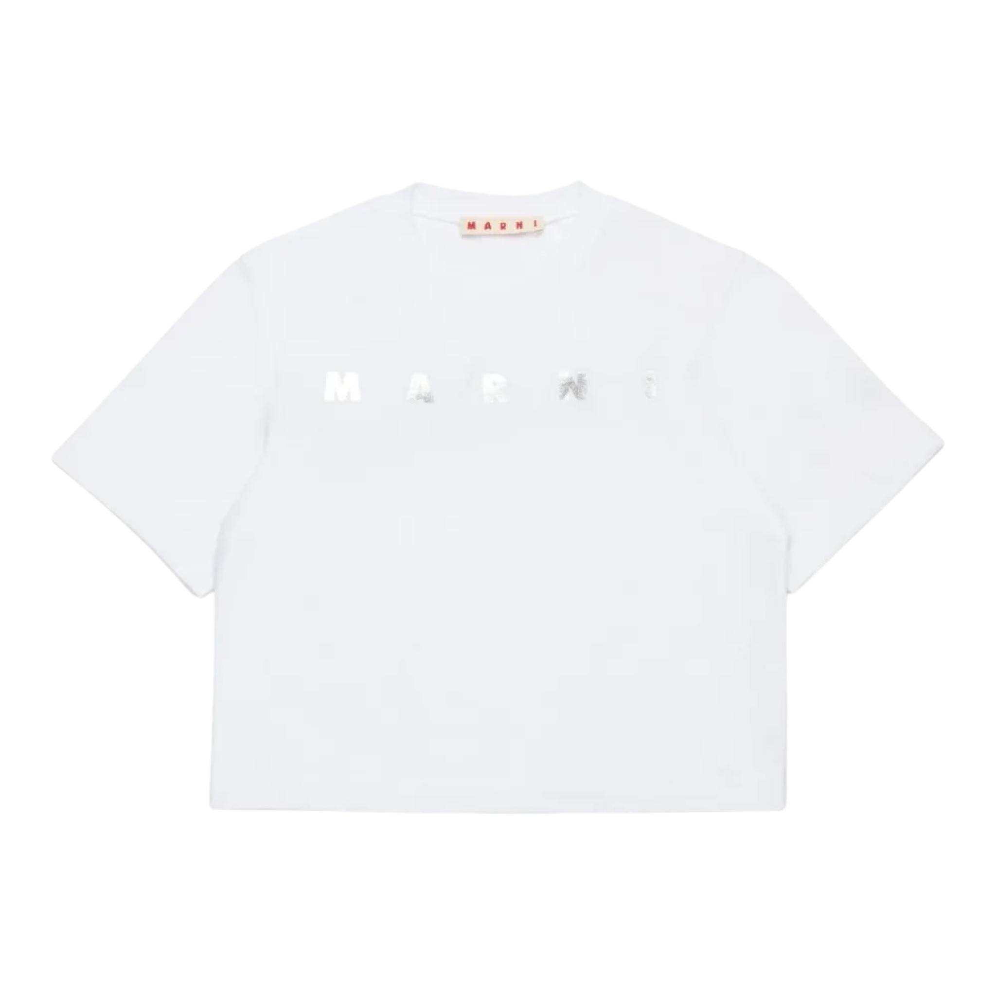 Marni T-Shirt Girocollo Tinta Unita con Stampa per Bambina M01317 BIANCO MARNI 