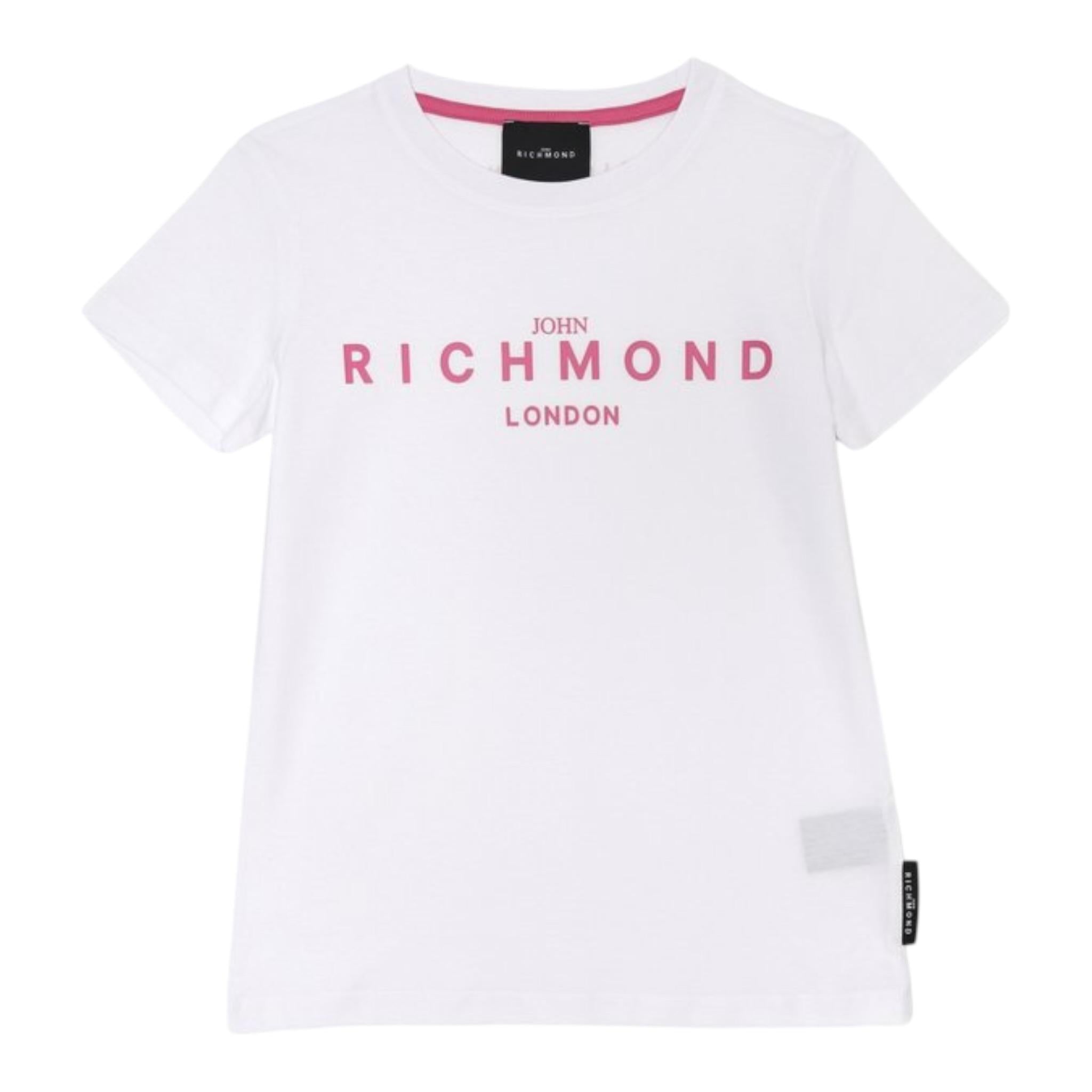 John Richmond T-Shirt Girocollo Tinta Unita con Stampa per Bambina RGP25002TSXX BIANCO JOHN RICHMOND 