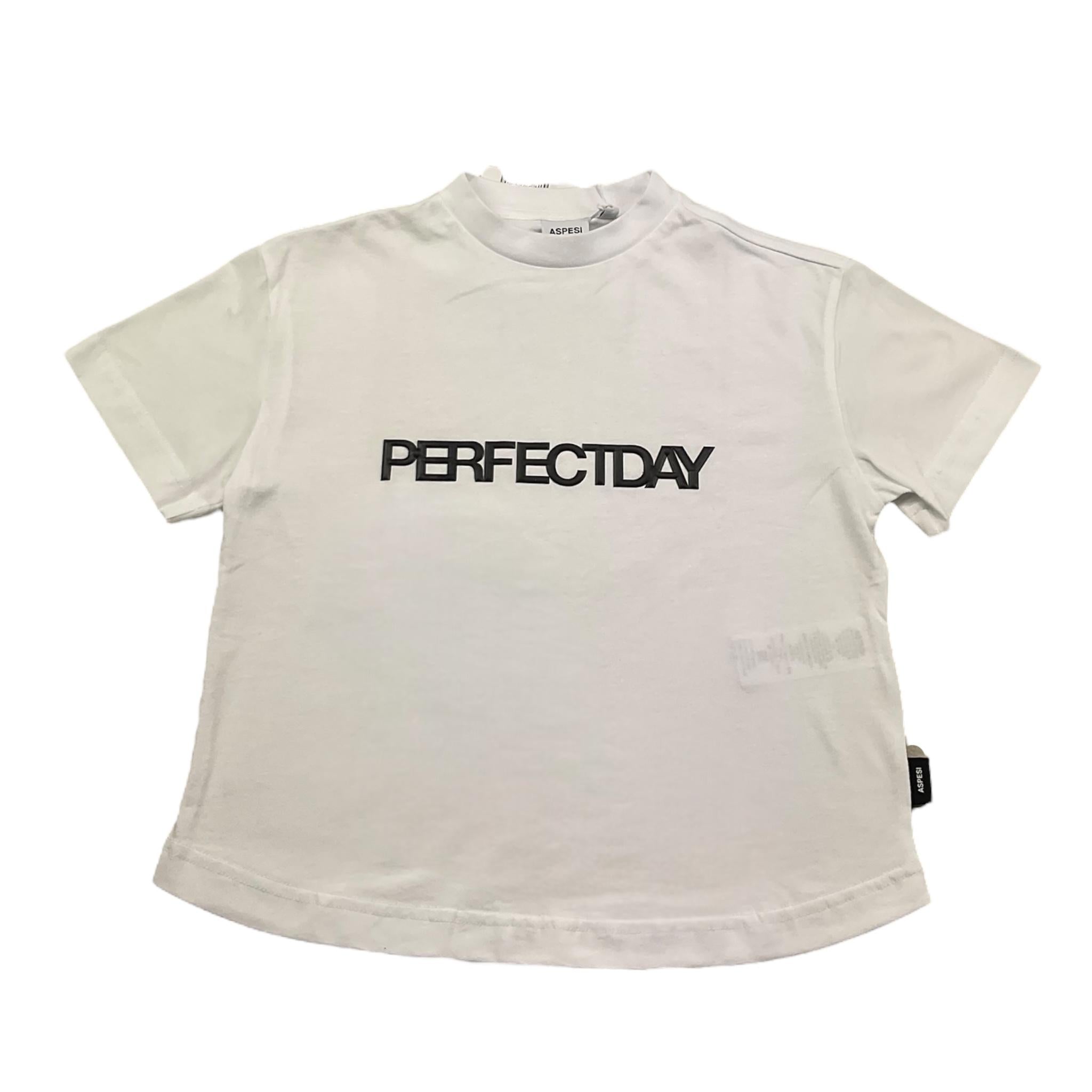 Aspesi T-Shirt Girocollo Tinta Unita con Stampa per Bambino S25044TSM0122 BIANCO ASPESI 