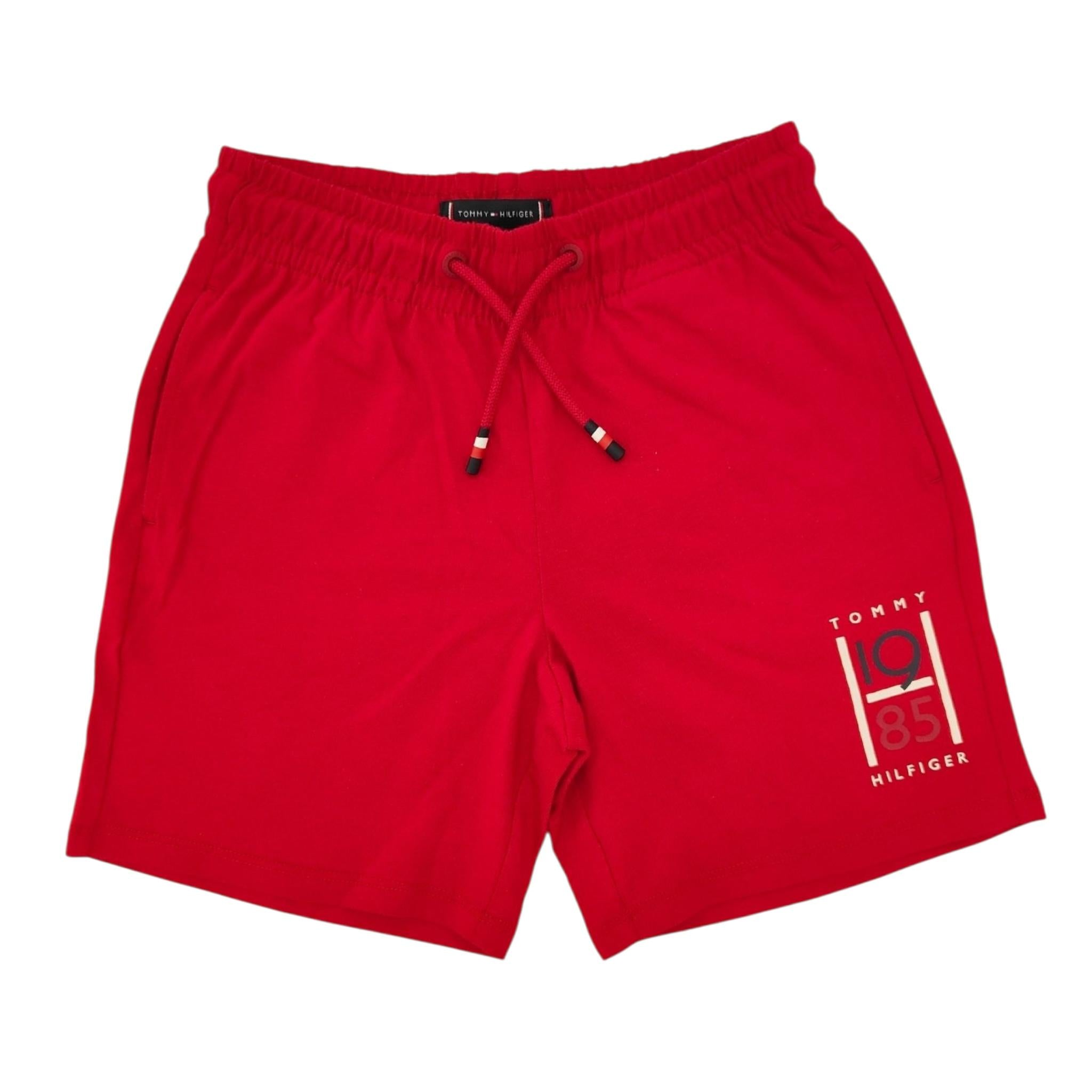 Tommy Hilfiger Bermuda Tinta Unita con Logo per Bambino KB0KB09477 ROSSO TOMMY HILFIGER 