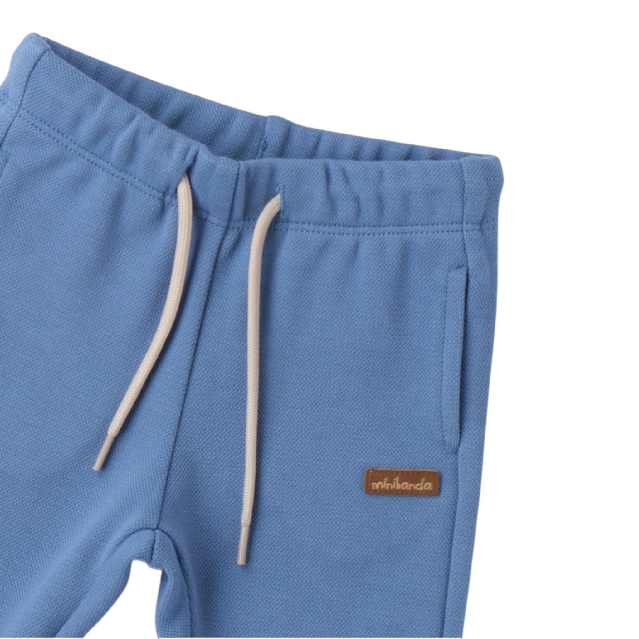 Mini Banda Pantalone Tinta Unita con Elastico In Vita per Neonato 3B624 BLU MINI BANDA 
