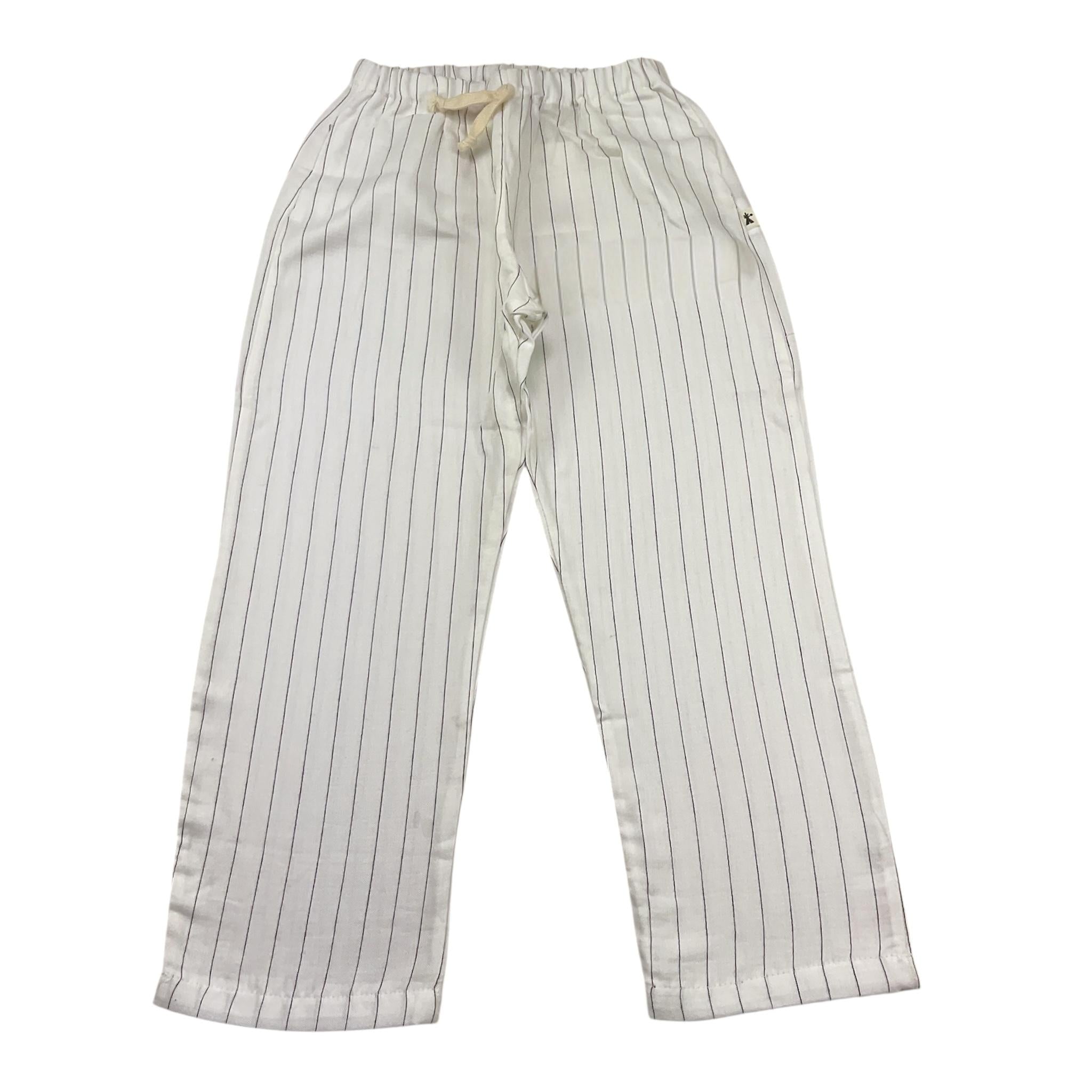 Petit Indi Pantalone Tinta Unita con Fantasia A Righe per Bambino SS25BK8225 BIANCO PETIT INDI 