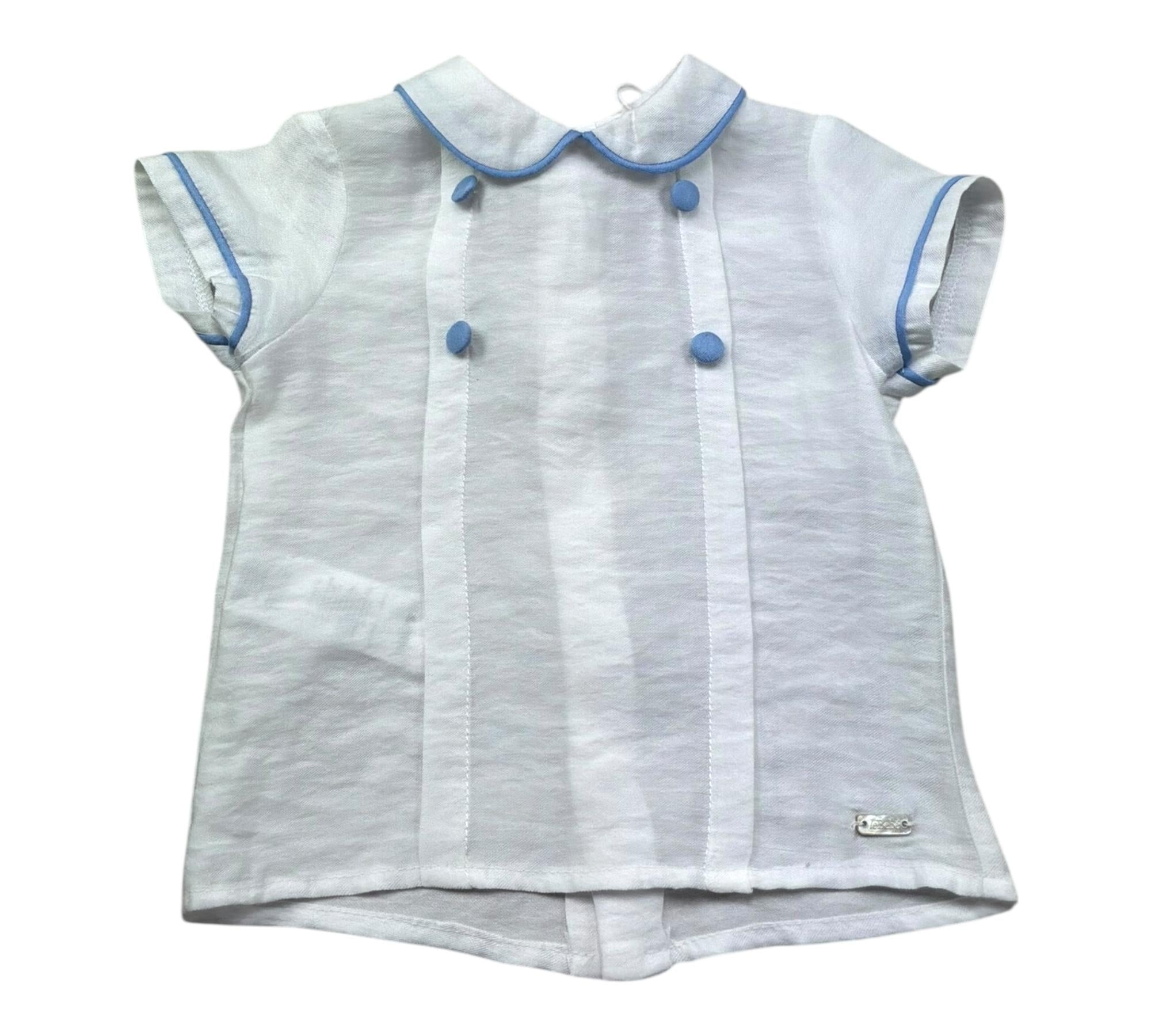 Le Bebe Camicia Mezza Manica Tinta Unita con Bottoni per Neonato LBB5381 BIANCO LE BEBE 