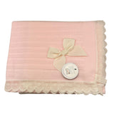 JULIANA coperta tinta unita con ricami Rosa per Neonata 24534 ROSA JULIANA 