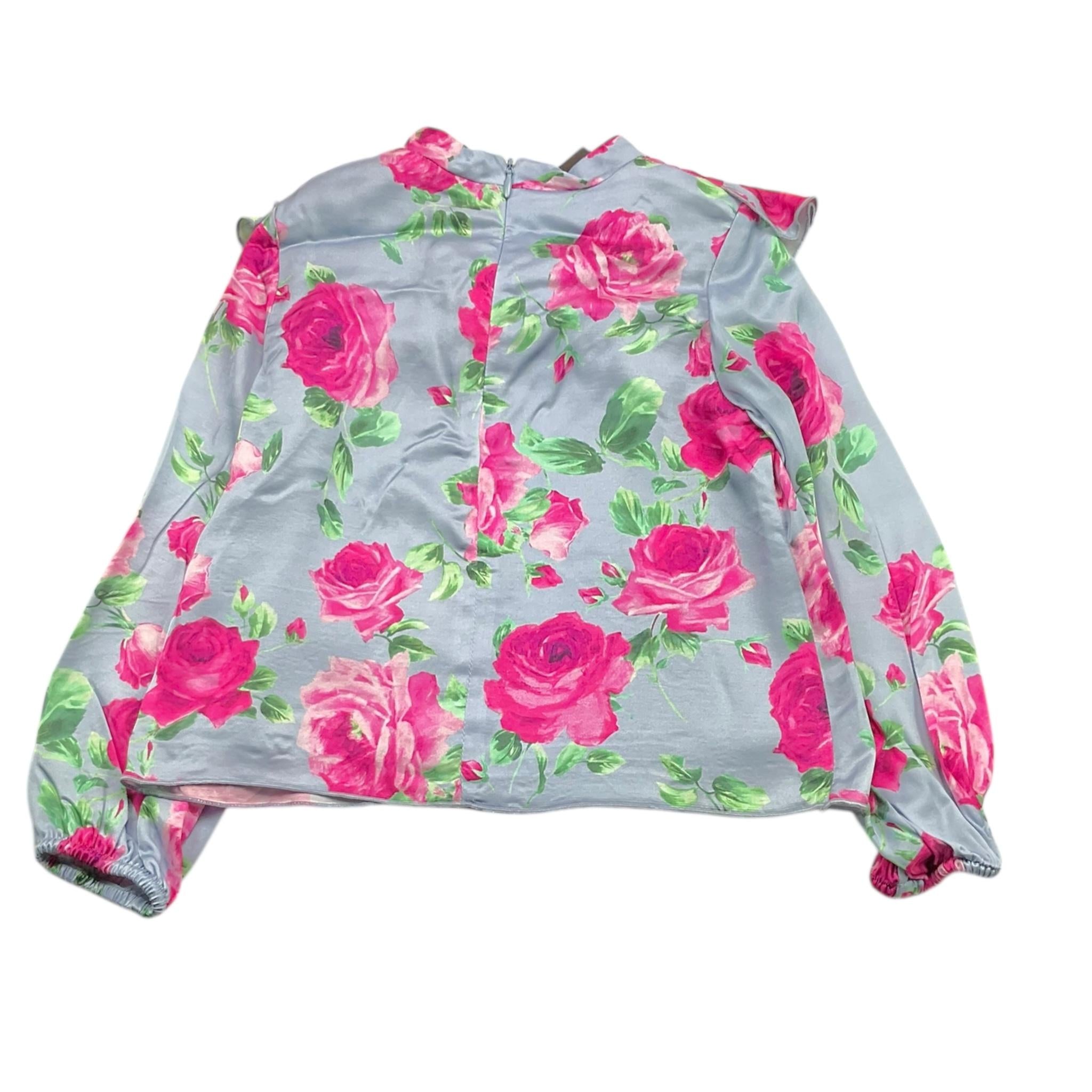 MISS BLUMARINE camicia tinta unita con fantasia fiori Azzurro per Bambina IF3158T3674 AZZURRO MISS BLUMARINE 