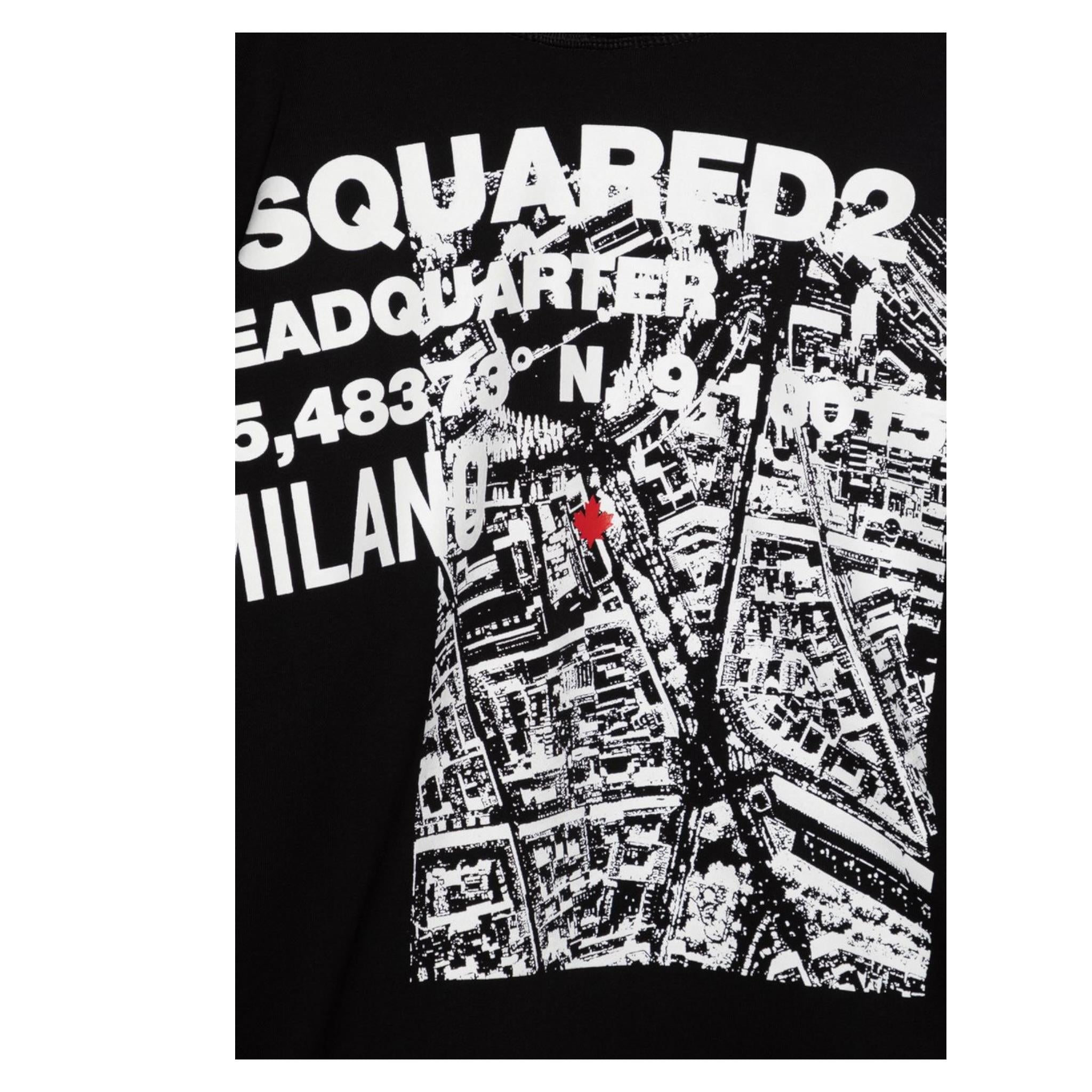 Dsquared2 Felpa Chiusa con Cappuccio Tinta Unita con Logo per Bambino DQ2802 NERO DSQUARED2 