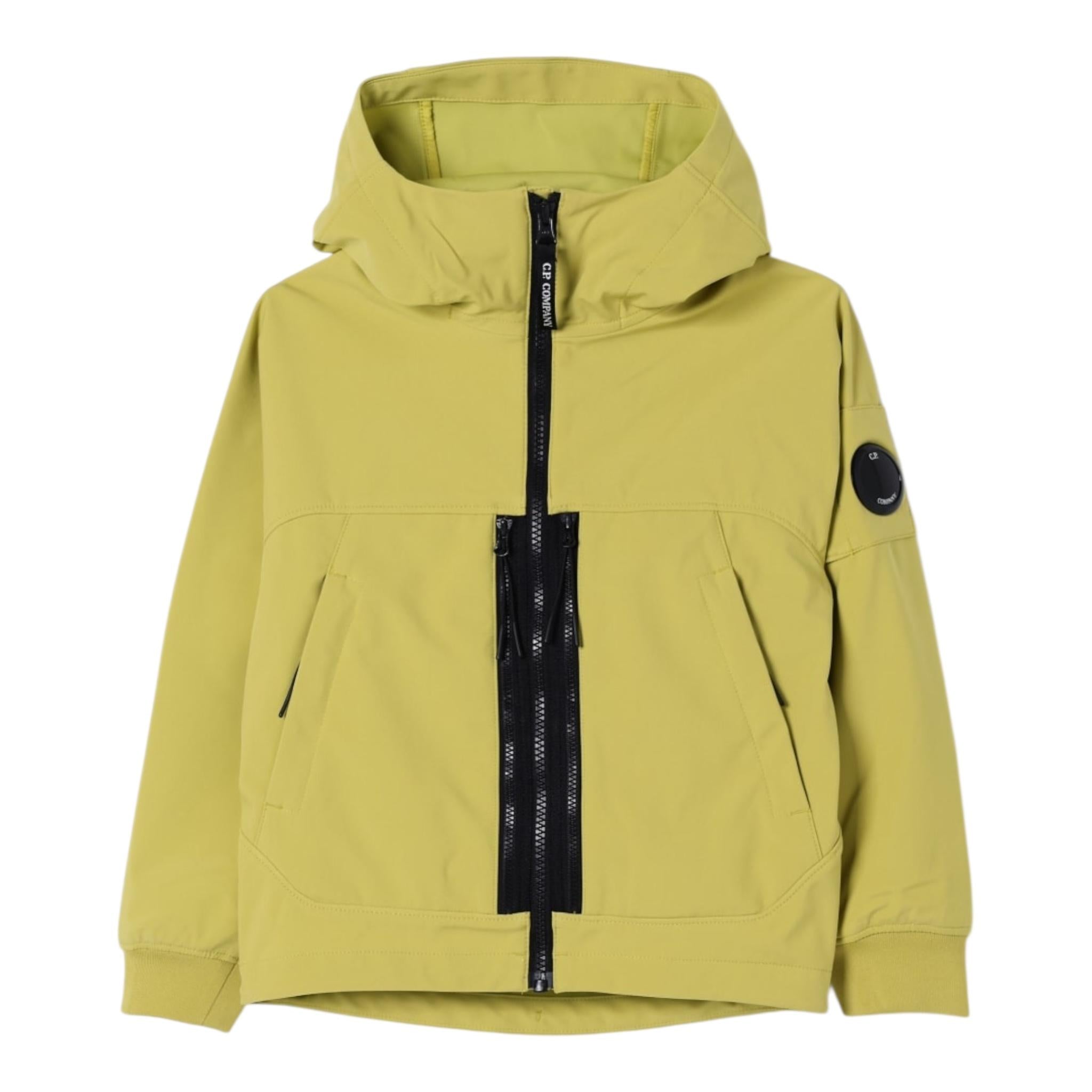 C.P. Company Giubbino Tinta Unita con Zip E Cappuccio per Bambino CUS00V VERDE ACIDO C.P. COMPANY 