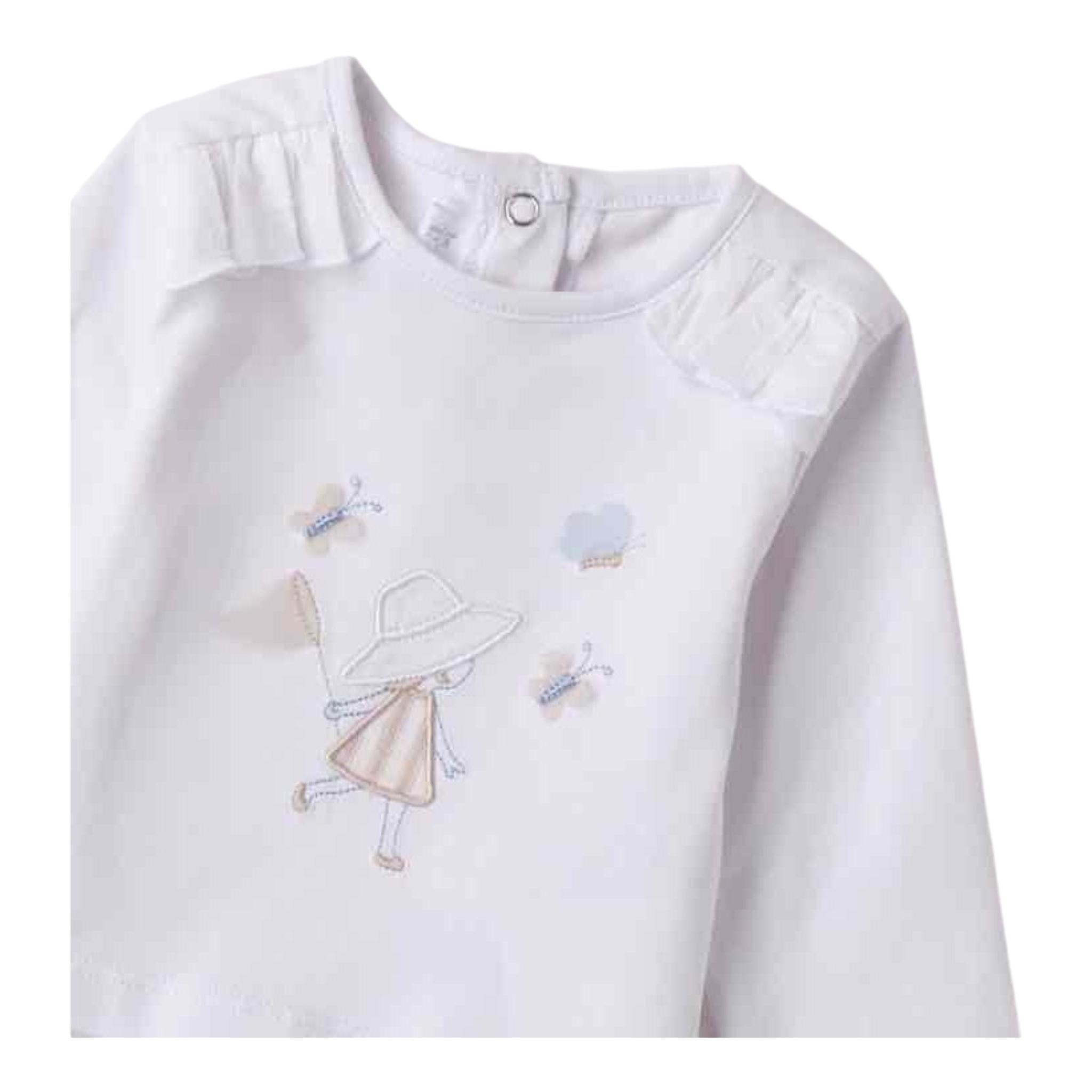 Sarabanda Shirt Girocollo Tinta Unita con Stampa per Neonata 3B703 BIANCO SARABANDA 