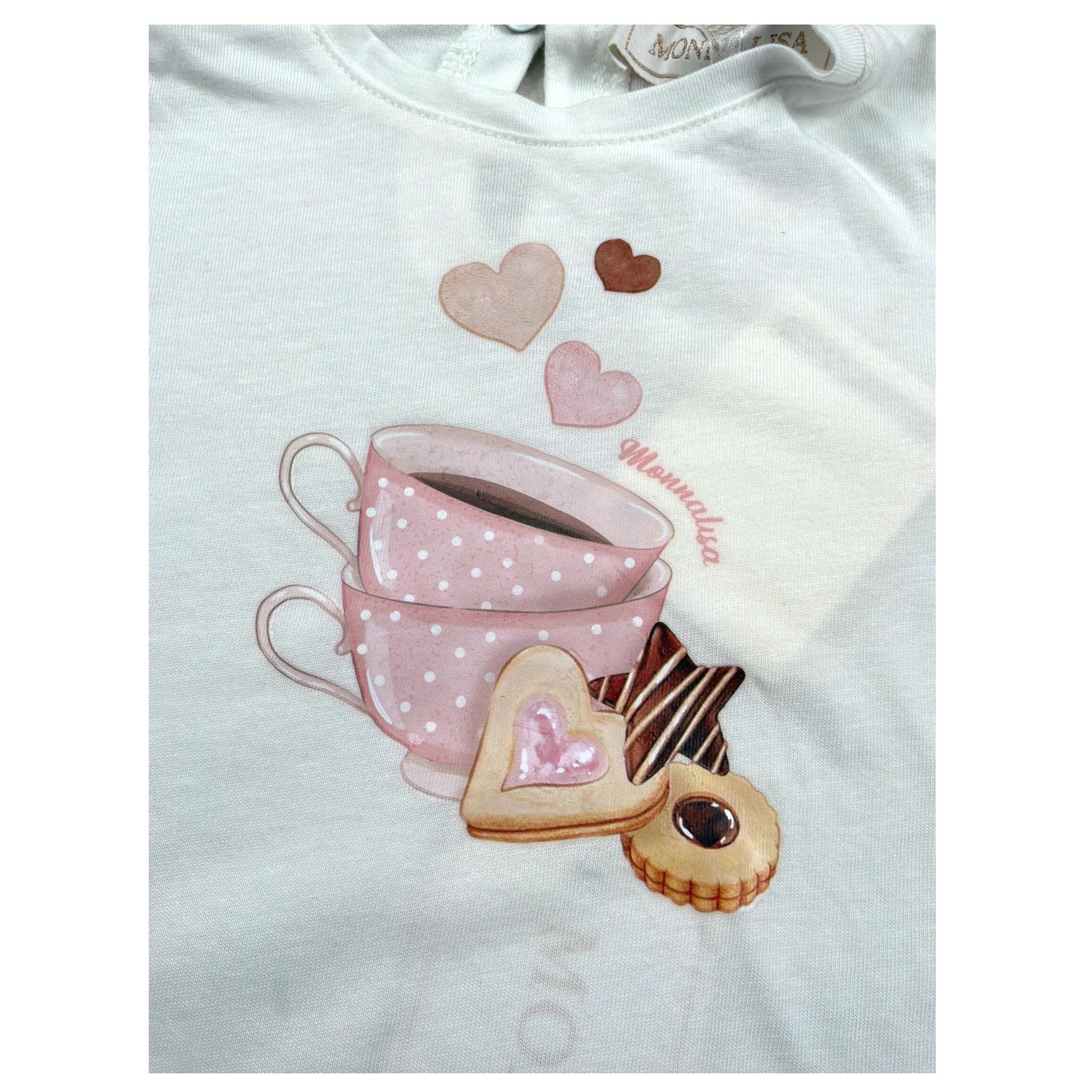 Monnalisa Shirt Girocollo tinta unita con Stampa Bianco per Neonata 39B609 BIANCO MONNALISA 