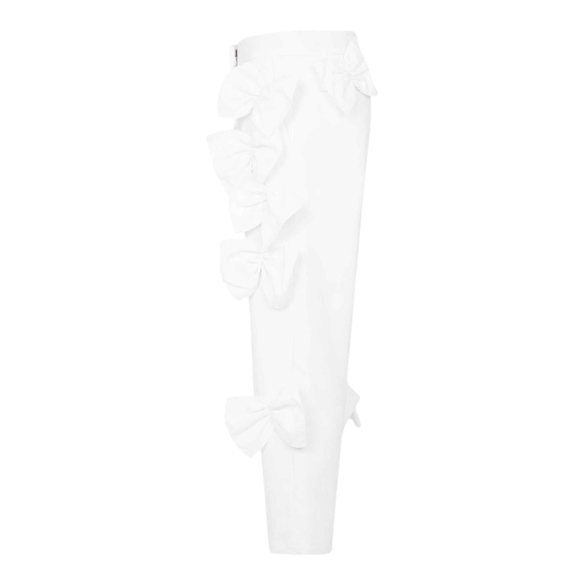 Simonetta Pantalone Tinta Unita con Fiocchi per Bambina SW6A91 BIANCO SIMONETTA 