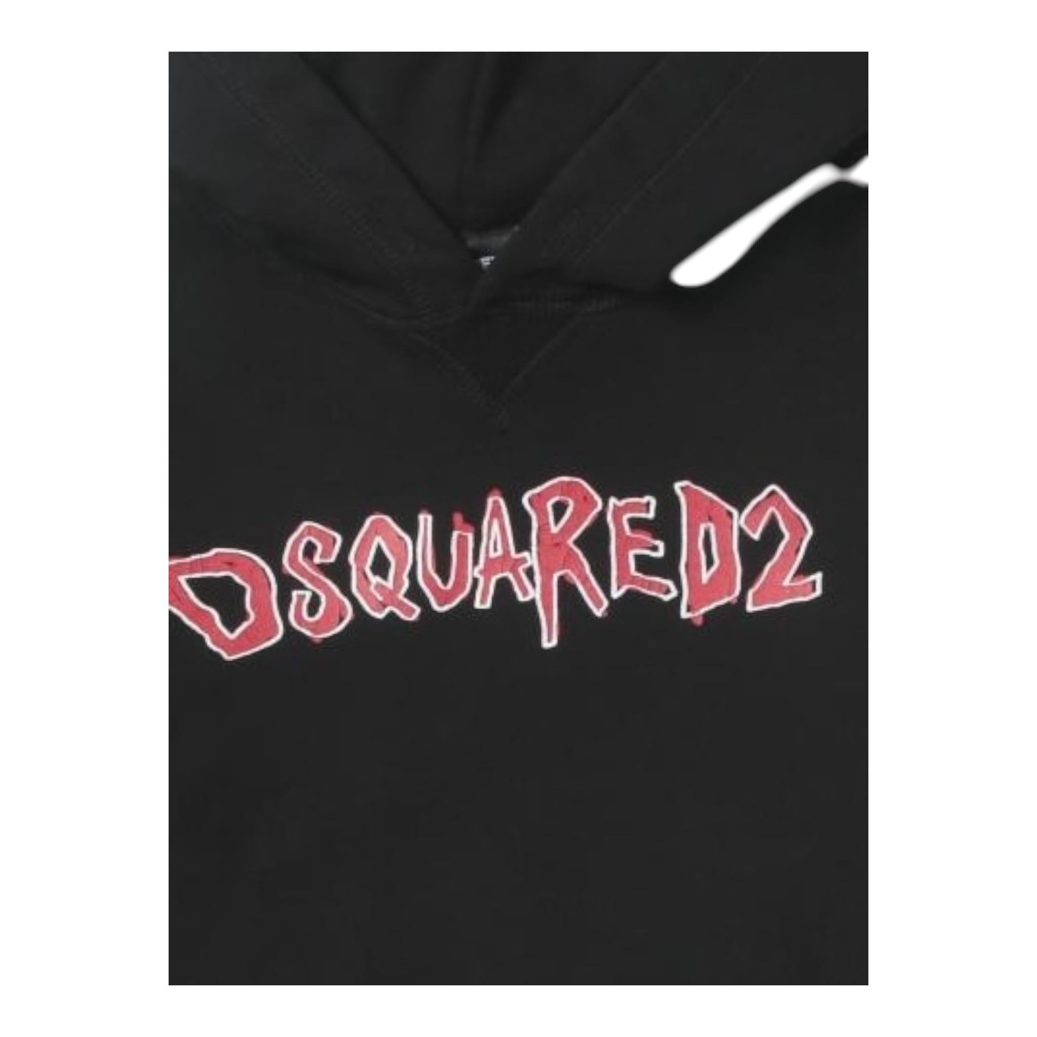 DSQUARED2 felpa tinta unita con cappuccio e stampa Nero per Bambino DQ1239 NERO DSQUARED2 