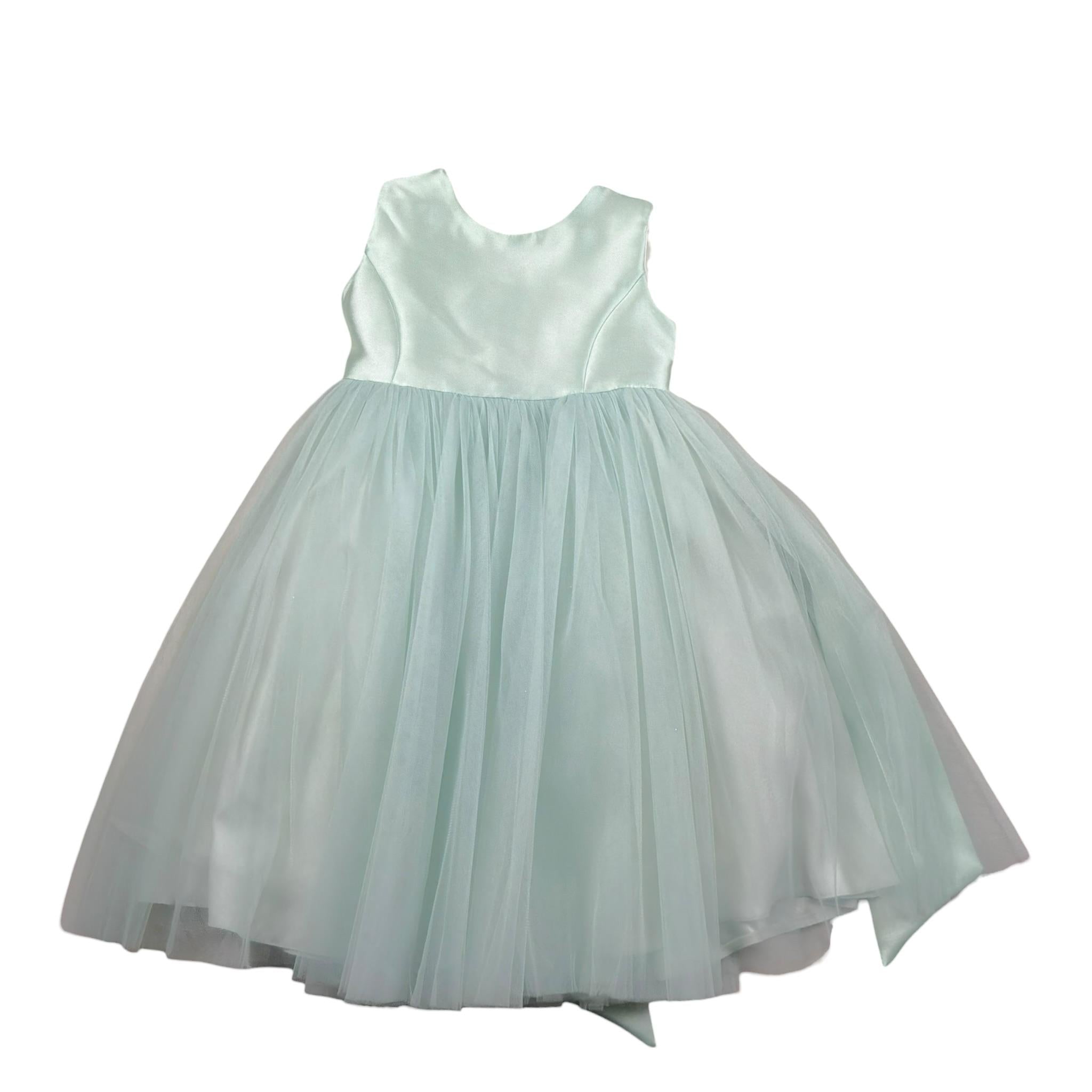Isabel Abito Cerimonia Tinta Unita con Tulle per Bambina 23C262B VERDE ACQUA ISABEL 