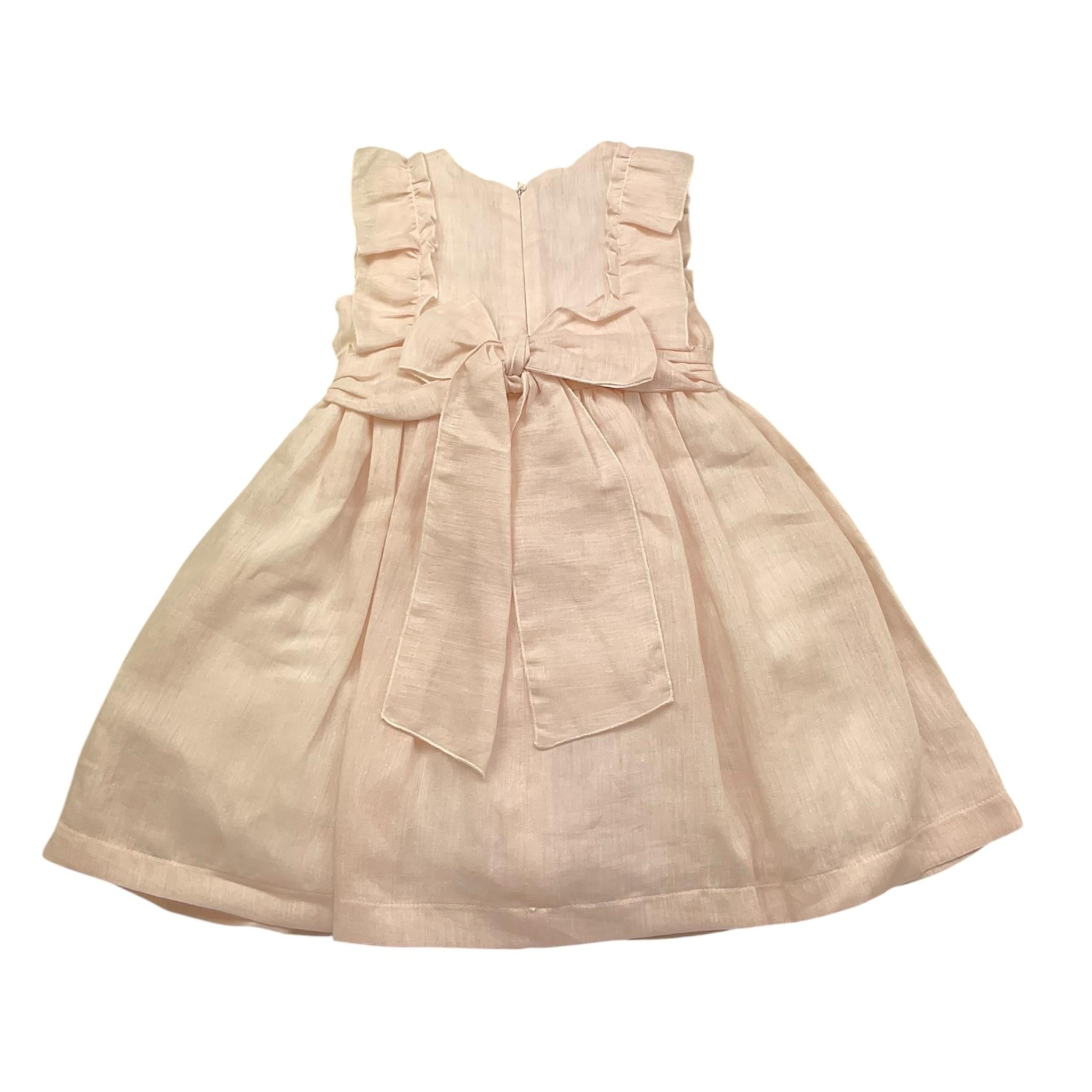 La Sartoria Dei Piccoli Abito Giromanica Tinta Unita con Balze per Bambina L023 ROSA LA SARTORIA DEI PICCOLI 