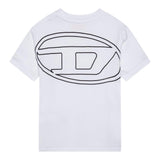 Diesel T-Shirt Girocollo Tinta Unita con Logo per Bambino J02276 BIANCO DIESEL 
