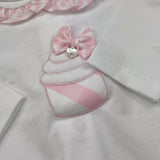 Ninnaoh Tutina Tinta Unita con Stampa E Colletto per Neonata E2215T BIANCO NINNAOH 