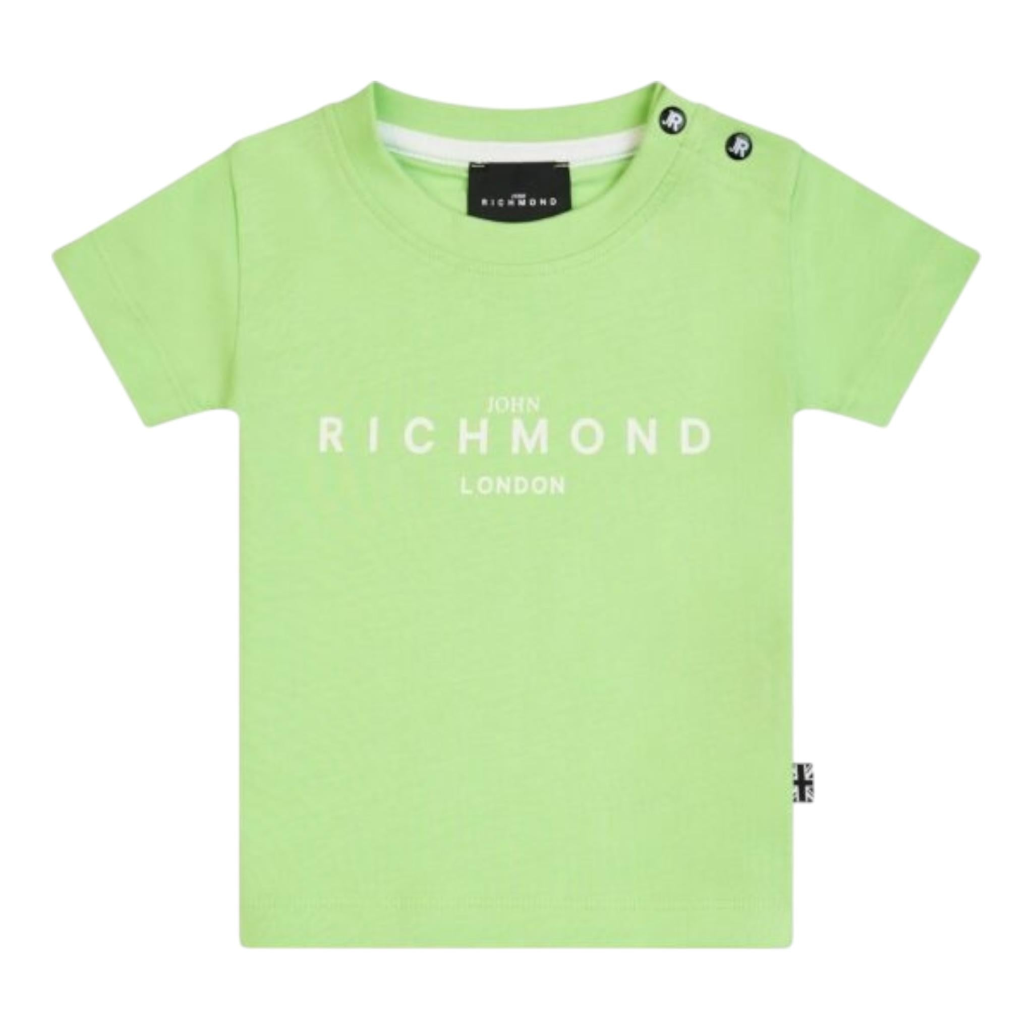 John Richmond T-Shirt Girocollo Tinta Unita con Stampa per Neonato RIP25014TSXX VERDE JOHN RICHMOND 