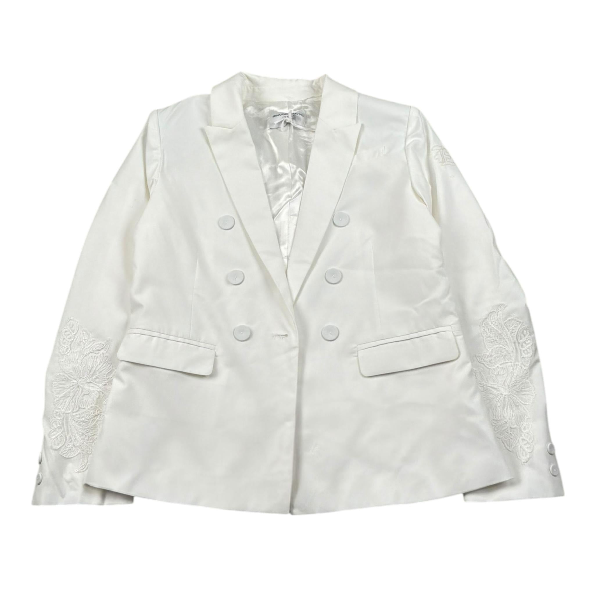 Ermanno Scervino Giacca Tinta Unita Doppiopetto con Ricami per Bambina SFGC008 BIANCO ERMANNO SCERVINO 
