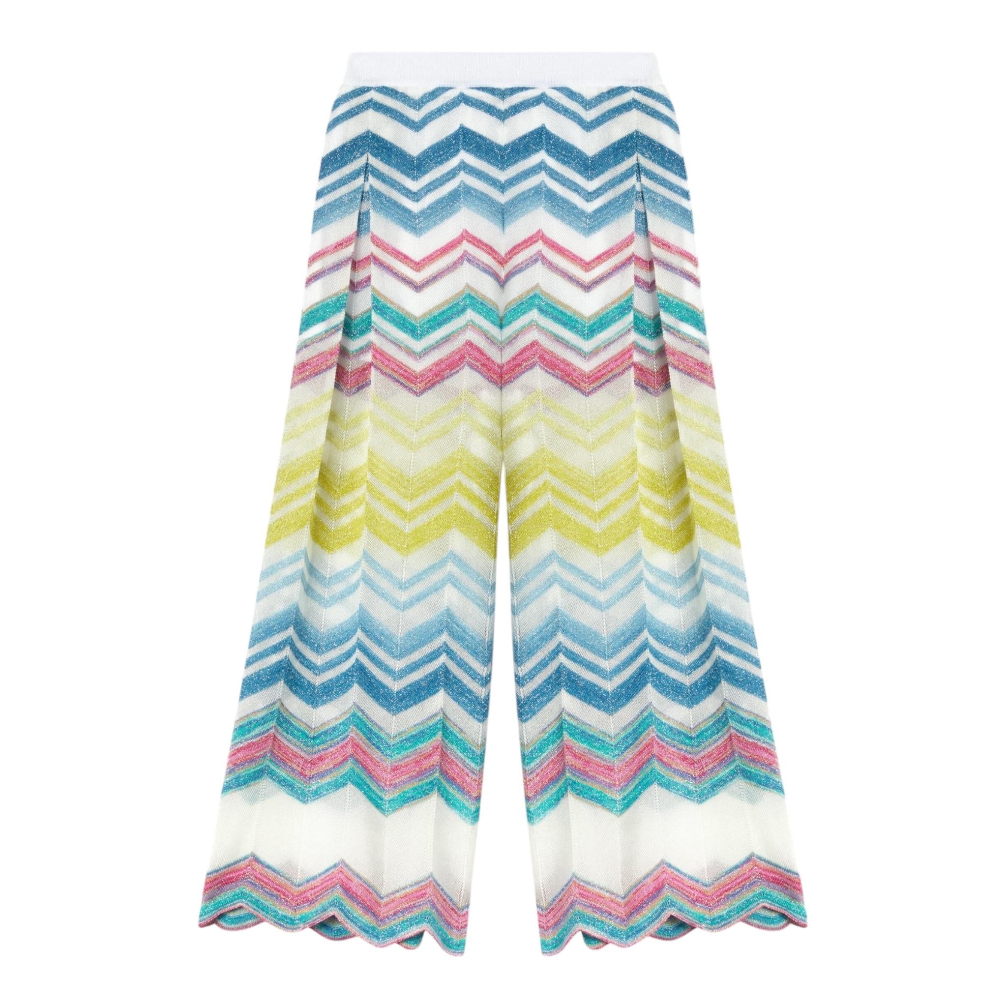 Missoni Pantalone Stampa Fantaisa Modello Palazzo per Bambina MU6B90 BIANCO MISSONI 