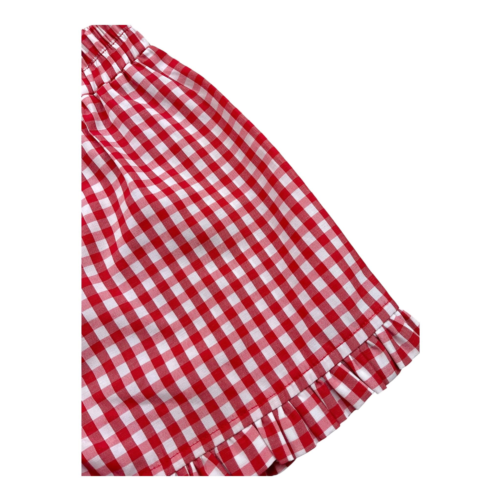 Monnalisa Short Bicolore con Fantasia Quadri per Neonata 39C413 ROSSO/BIANCO MONNALISA 