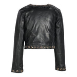 FUN & FUN giubbino in ecopelle tinta unita traforato Nero per Bambina FNJJK15852 NERO FUN & FUN 