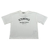 Iceberg T-Shirt Girocollo Tinta Unita con Stampa per Bambina TSICE5150JX BIANCO ICEBERG 