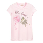 Monnalisa T-Shirt Girocollo Tinta Unita con Stampa Rose per Bambina MNTHS ROSA MONNALISA 