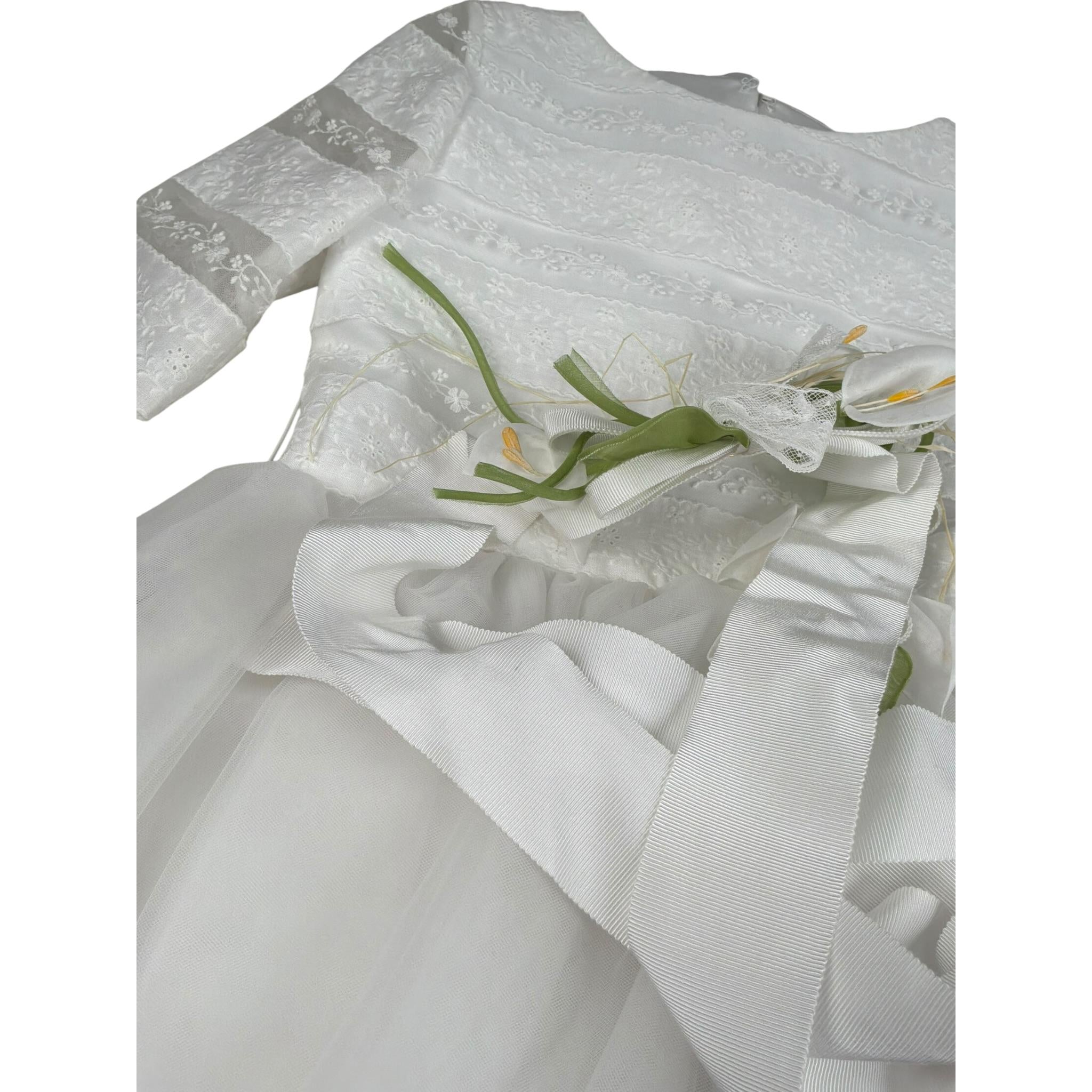 Raffaella Abito Cerimonia Tinta Unita Mezza Manica per Bambina CALLAS BIANCO RAFFAELLA 