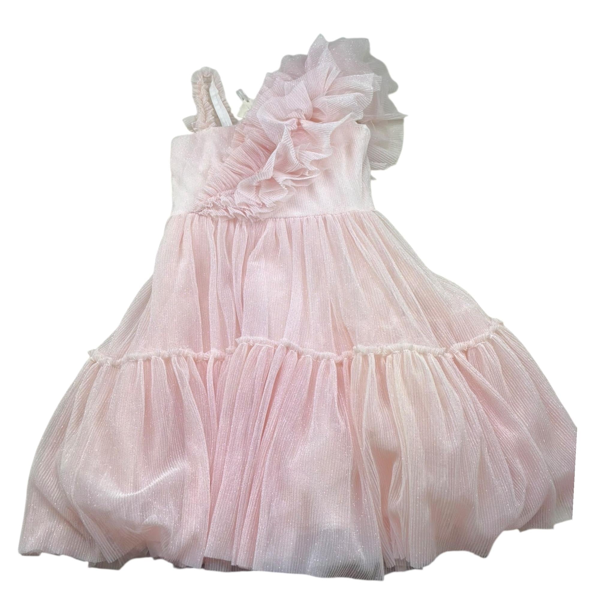 Monnalisa Abito Tinta Unita con Tulle per Bambina 719903 ROSA MONNALISA 