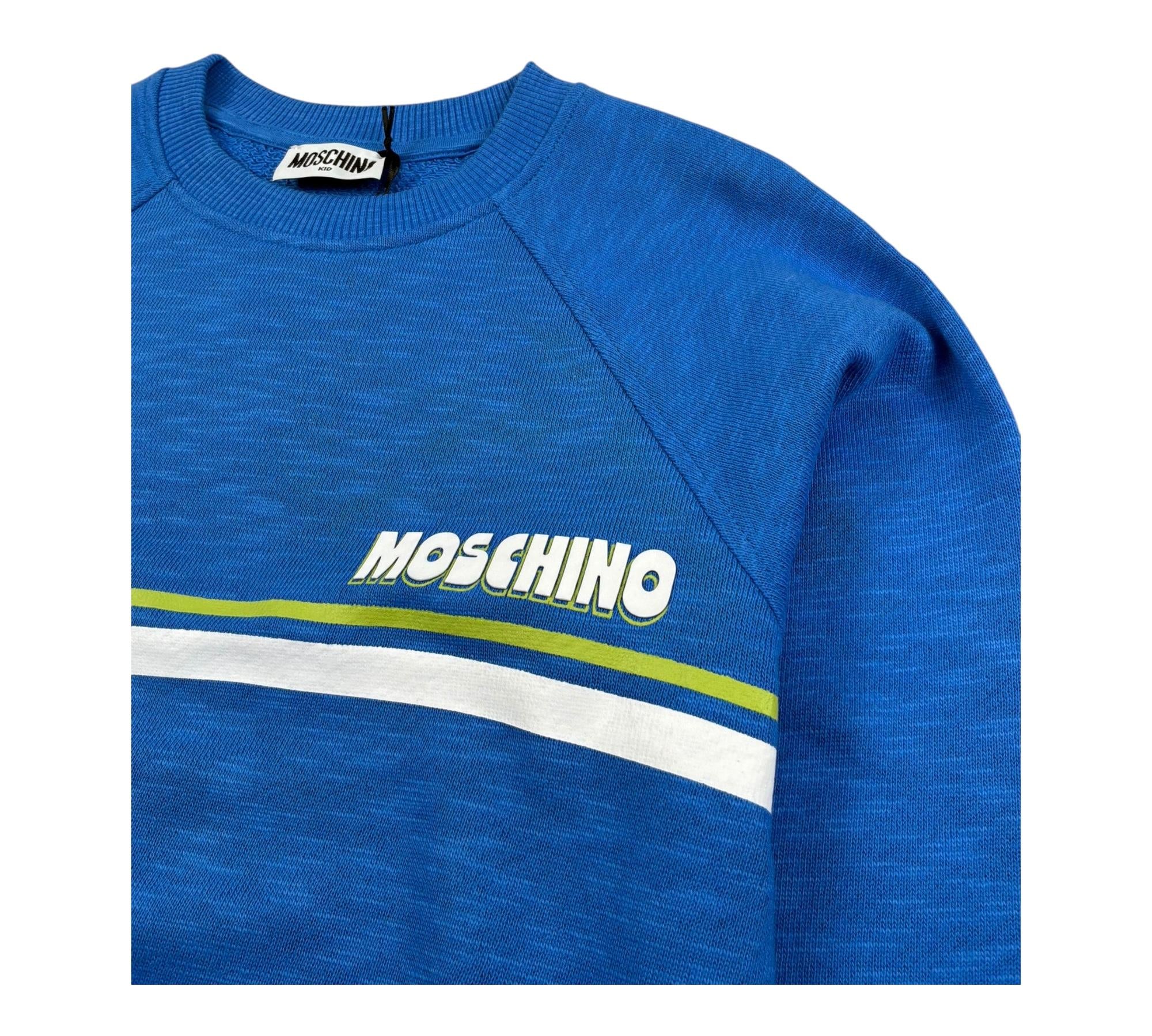 Moschino Felpa Chiusa Girocollo Tinta Unita con Logo per Bambino HUF09M BLU MOSCHINO 