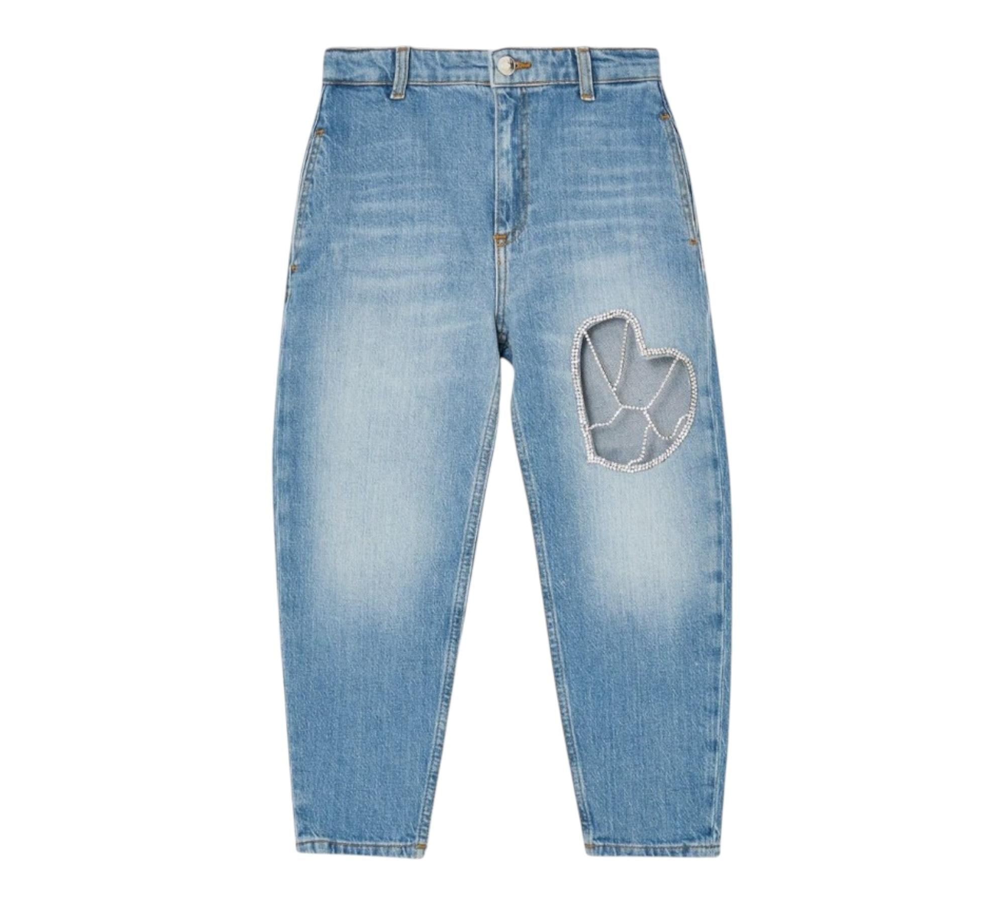 Liu Jo Jeans Tinta Unita con Applicazioni Brillantini per Bambina GA5110XX AZZURRO LIU JO 