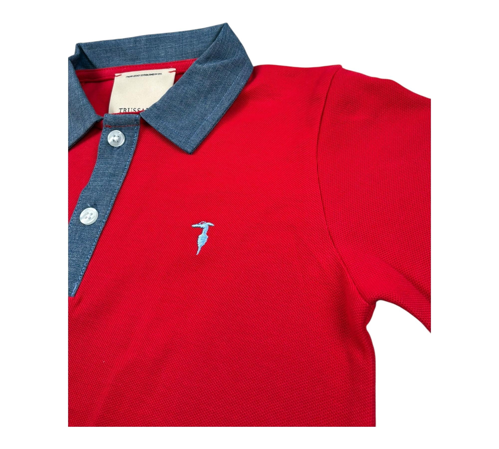 Trussardi Polo Mezza Manica Tinta Unita con Colletto In Contrasto per Bambino TBP26037PO ROSSO TRUSSARDI 