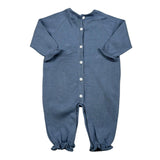 Le Coconne Tutina Tinta Unita con Applicazione Fiocco per Neonata LCN0586 BLU LE COCONNE 