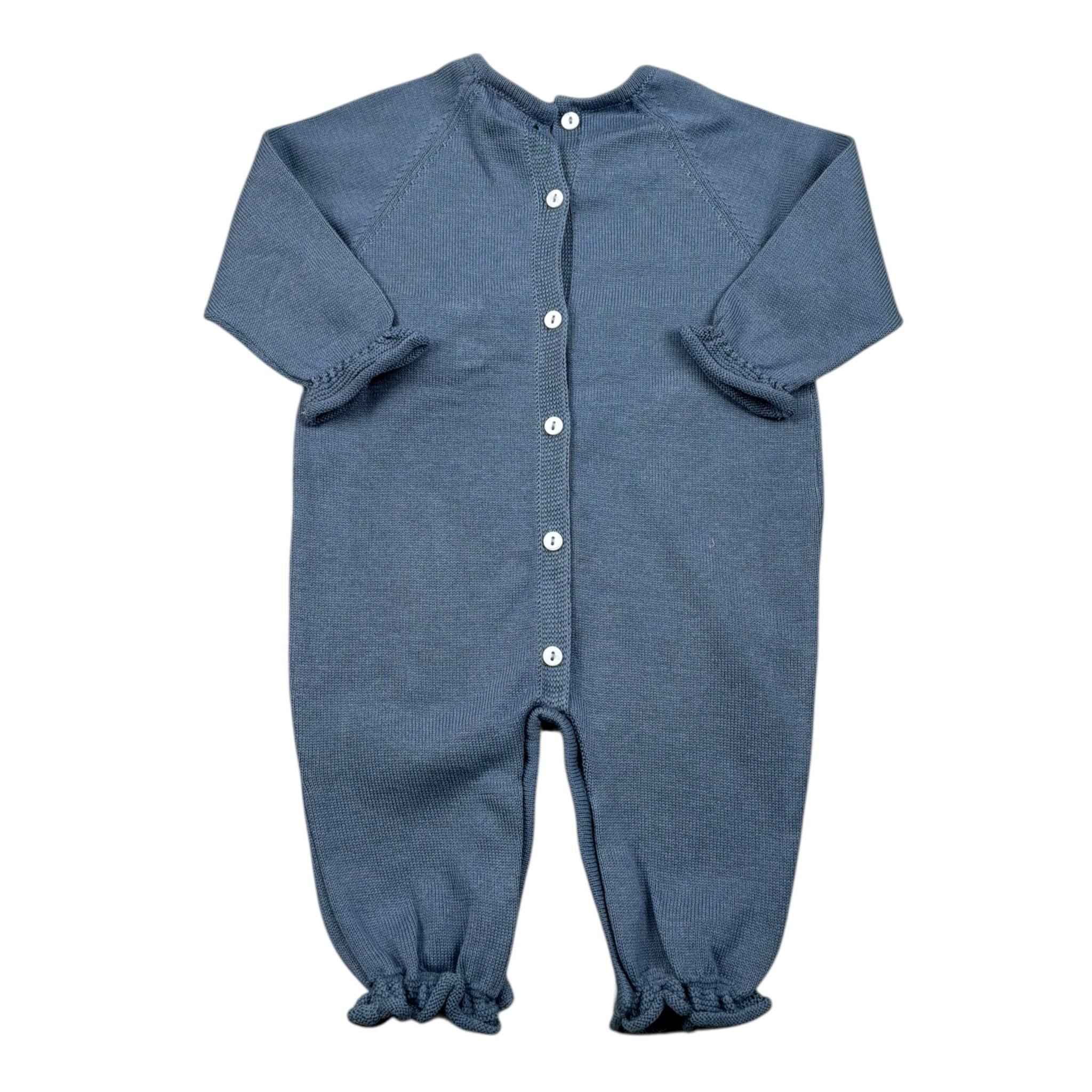 Le Coconne Tutina Tinta Unita con Applicazione Fiocco per Neonata LCN0586 BLU LE COCONNE 