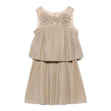 Abel & Lula Completo 2 Pezzi Top-Gonna Tinta Unita per Bambina 5071X ORO ABEL & LULA 