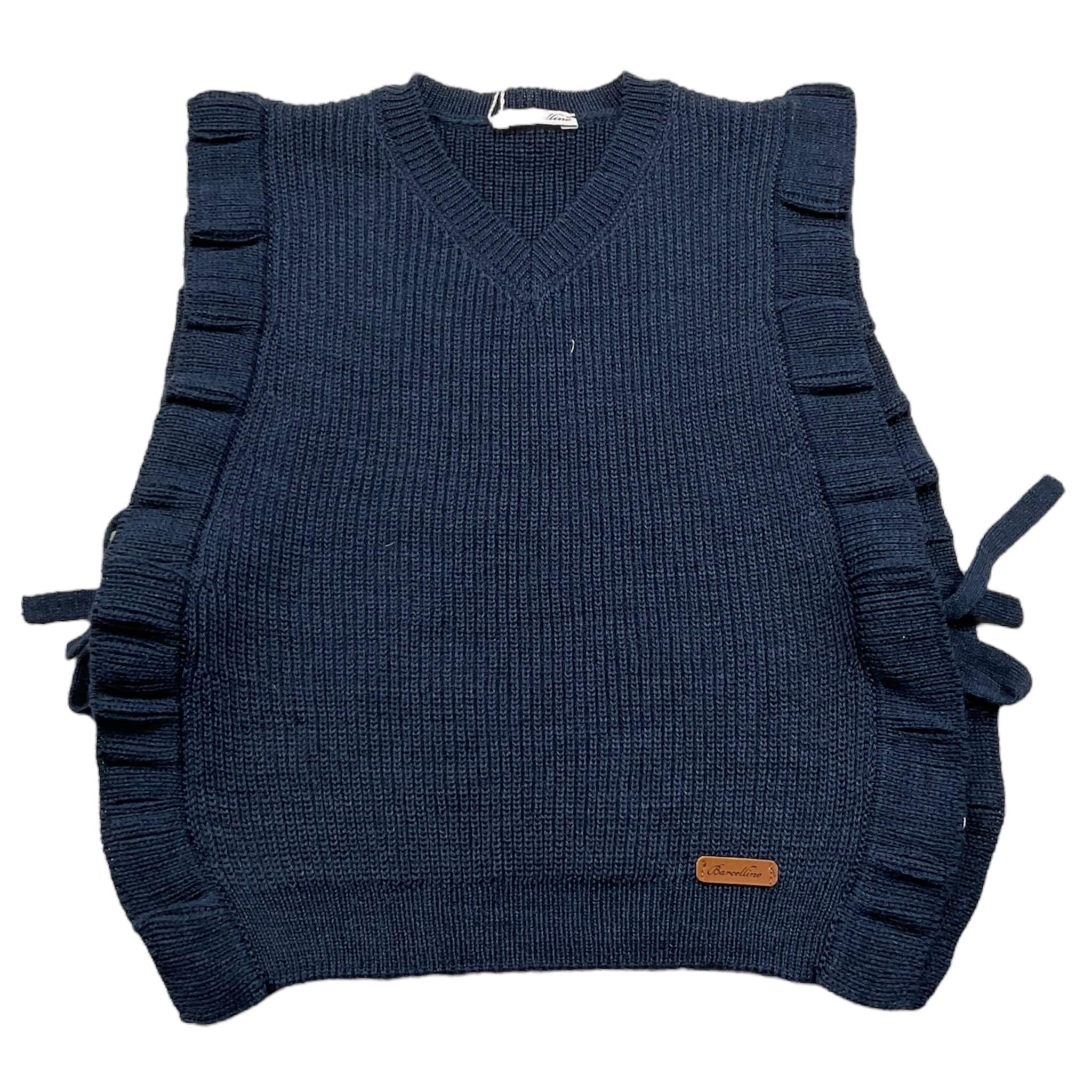 BARCELLINO gilet tinta unita scollo a v Blu per Neonata 115316 BLU BARCELLINO 