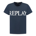 Replay T-Shirt Girocollo Tinta Unita con Logo per Bambino SB7404 BLU REPLAY 