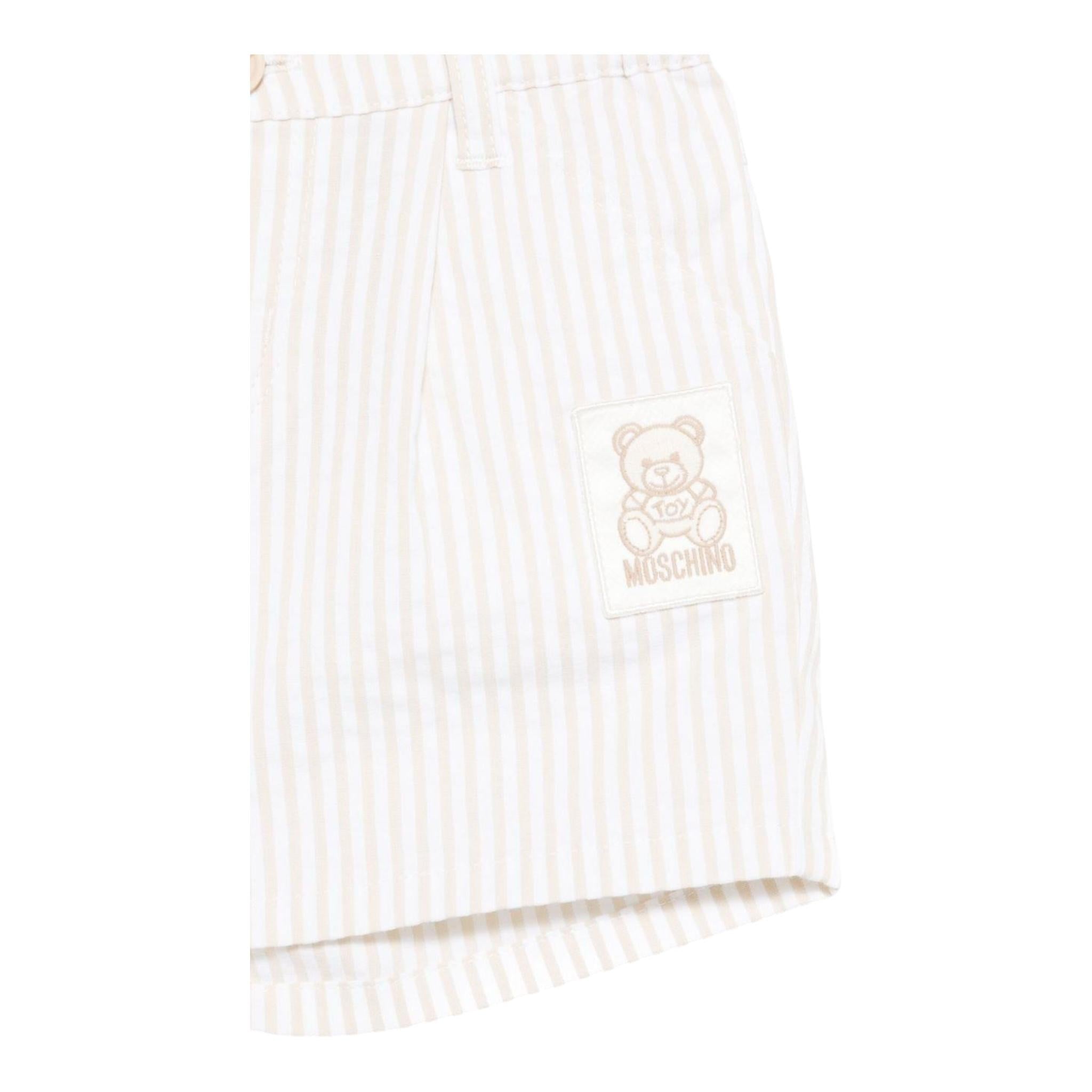 Moschino Bermuda Fantasia A Righe per Neonato MUQ01D BIANCO/BEIGE MOSCHINO 