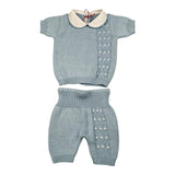 Scaldacuore Completo 2 Pezzi T-Shirt-Bermuda In Maglia per Neonato PS09PCOEPE24 AZZURRO SCALDACUORE 