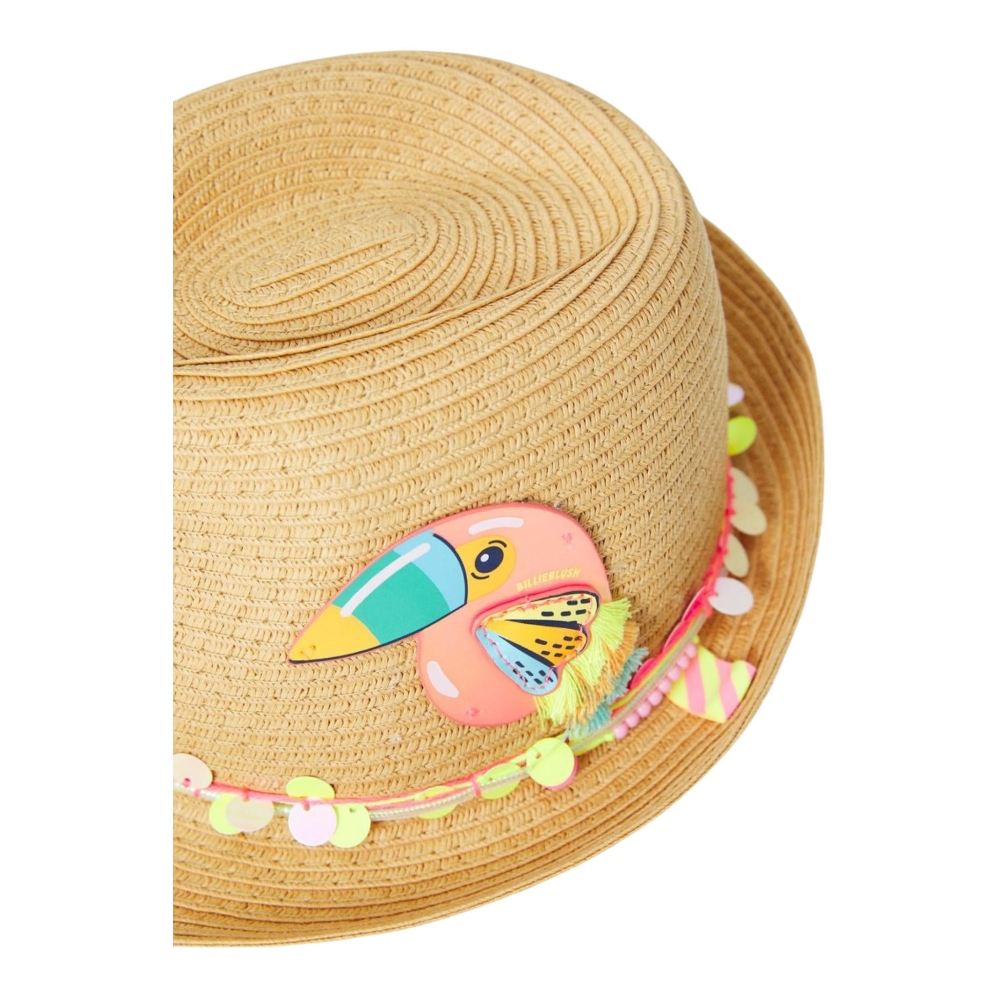 Billieblush Cappello In Paglia Tinta Unita con Applicazioni per Bambina U20756 BIEGE BillIEBLUSH 