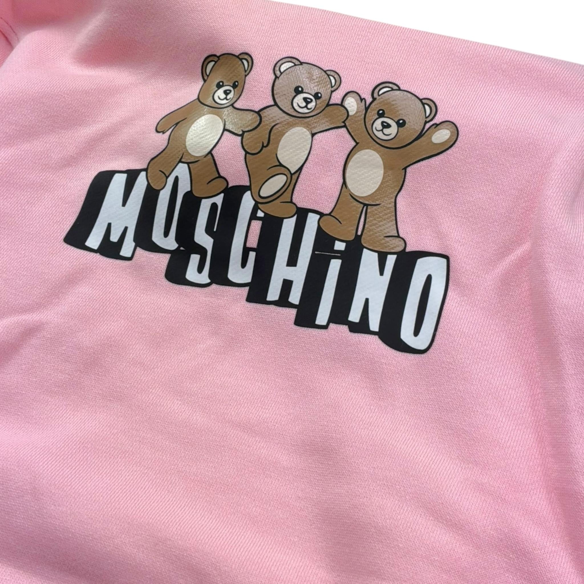 Moschino Felpa Tinta Unita con Cappuccio E Stampa per Bambina HQF07K ROSA MOSCHINO 