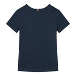 Tommy Hilfiger T-Shirt Girocollo Tinta Unita con Logo per Bambino KB0KB09356 BLU TOMMY HILFIGER 