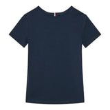 Tommy Hilfiger T-Shirt Girocollo Tinta Unita con Logo per Bambino KB0KB09356 BLU TOMMY HILFIGER 